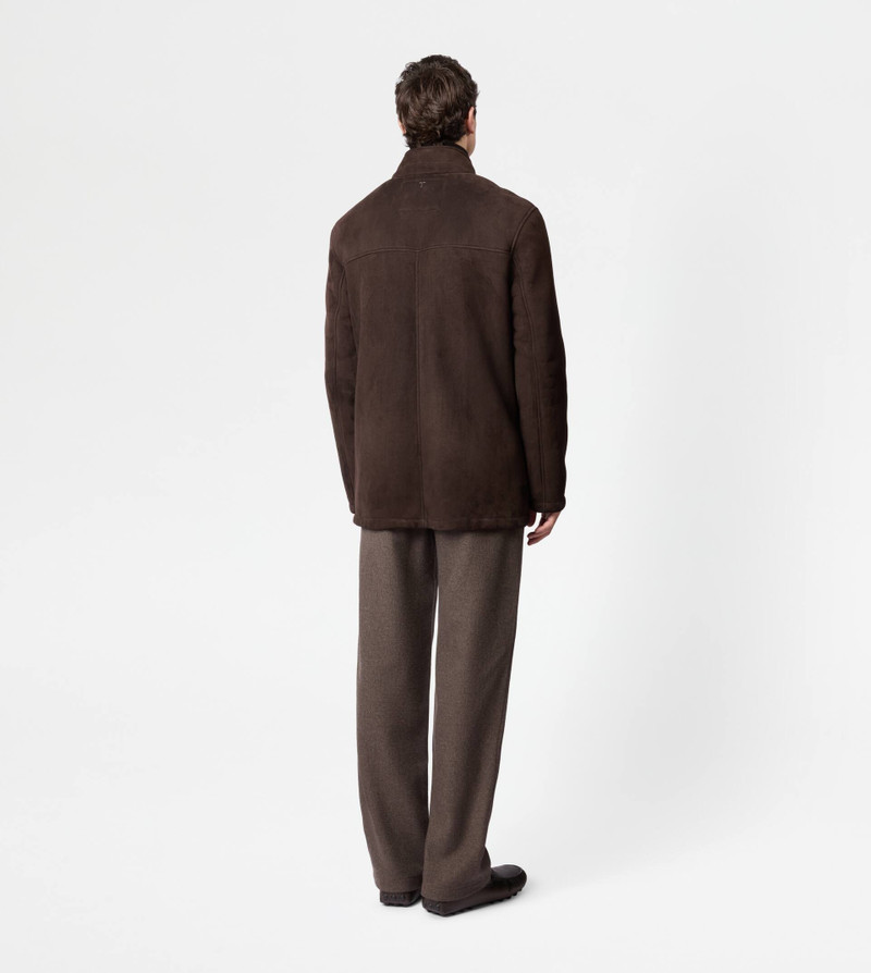 CASTELLO JACKET IN SHEARLING VELOUR - BROWN 4