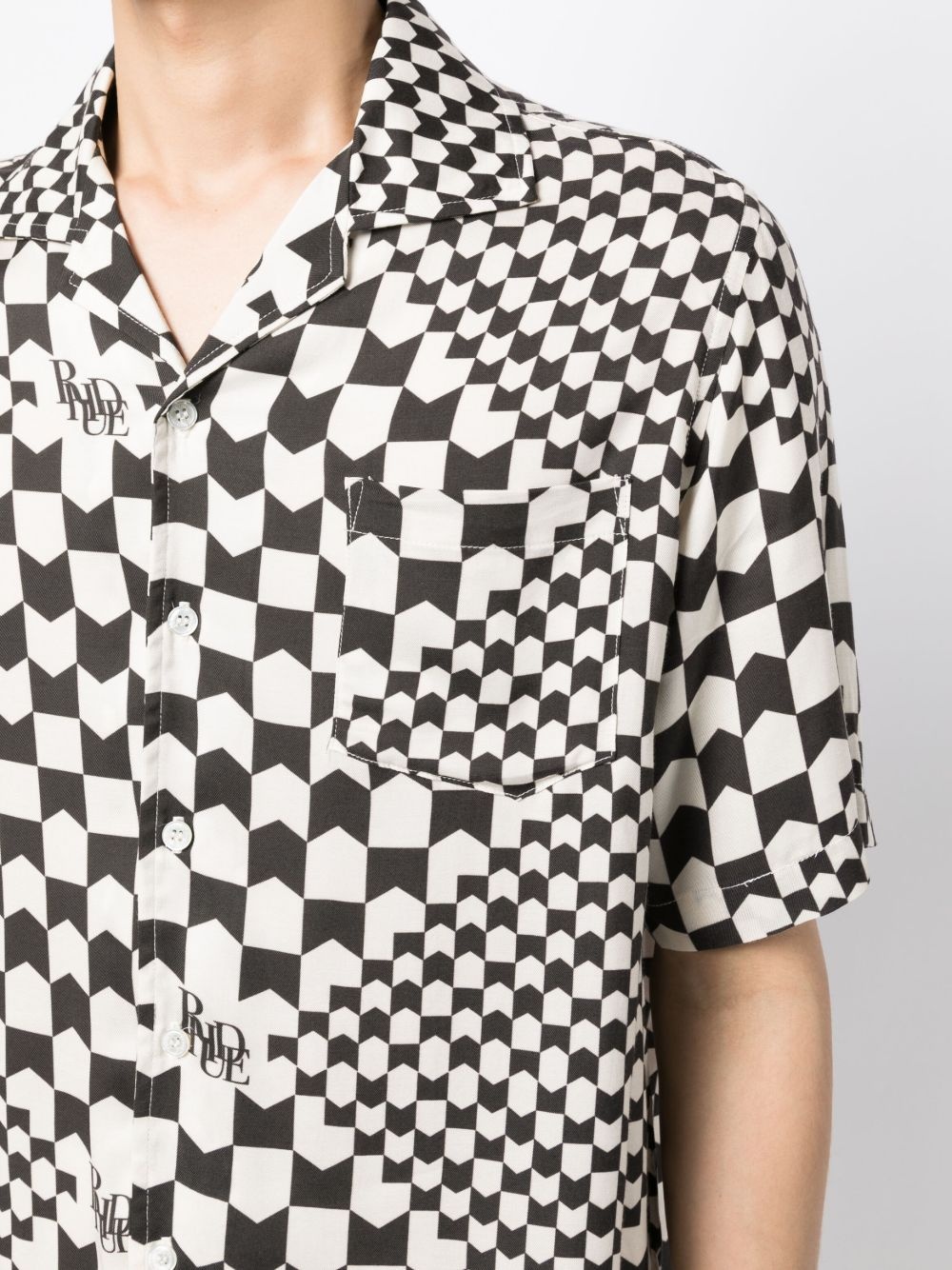 two-tone geometric-print shirt - 5