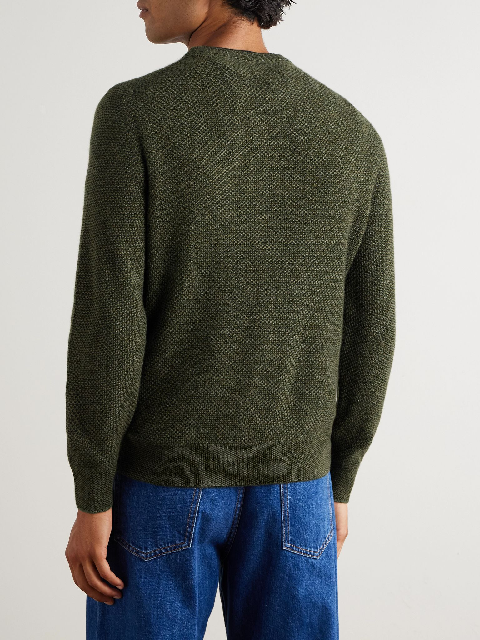 Varallo Honeycomb-Knit Baby Cashmere Sweater Green - 4