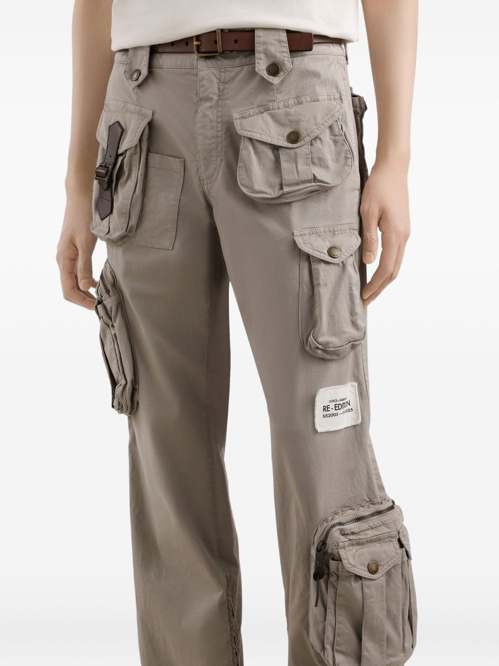 cotton blend cargo trousers - 4