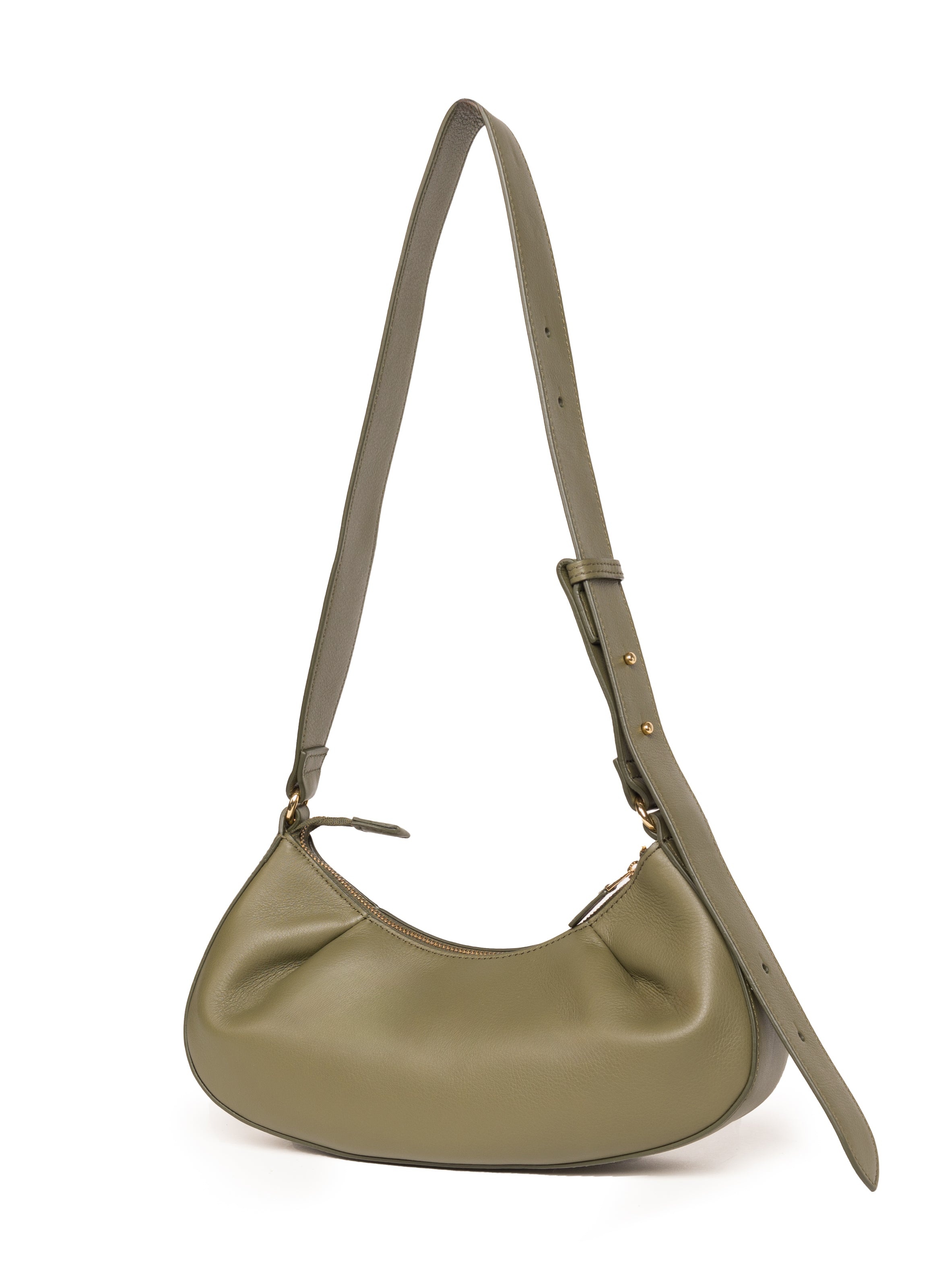 Dimple Moon Small Leather Olive Green - 3