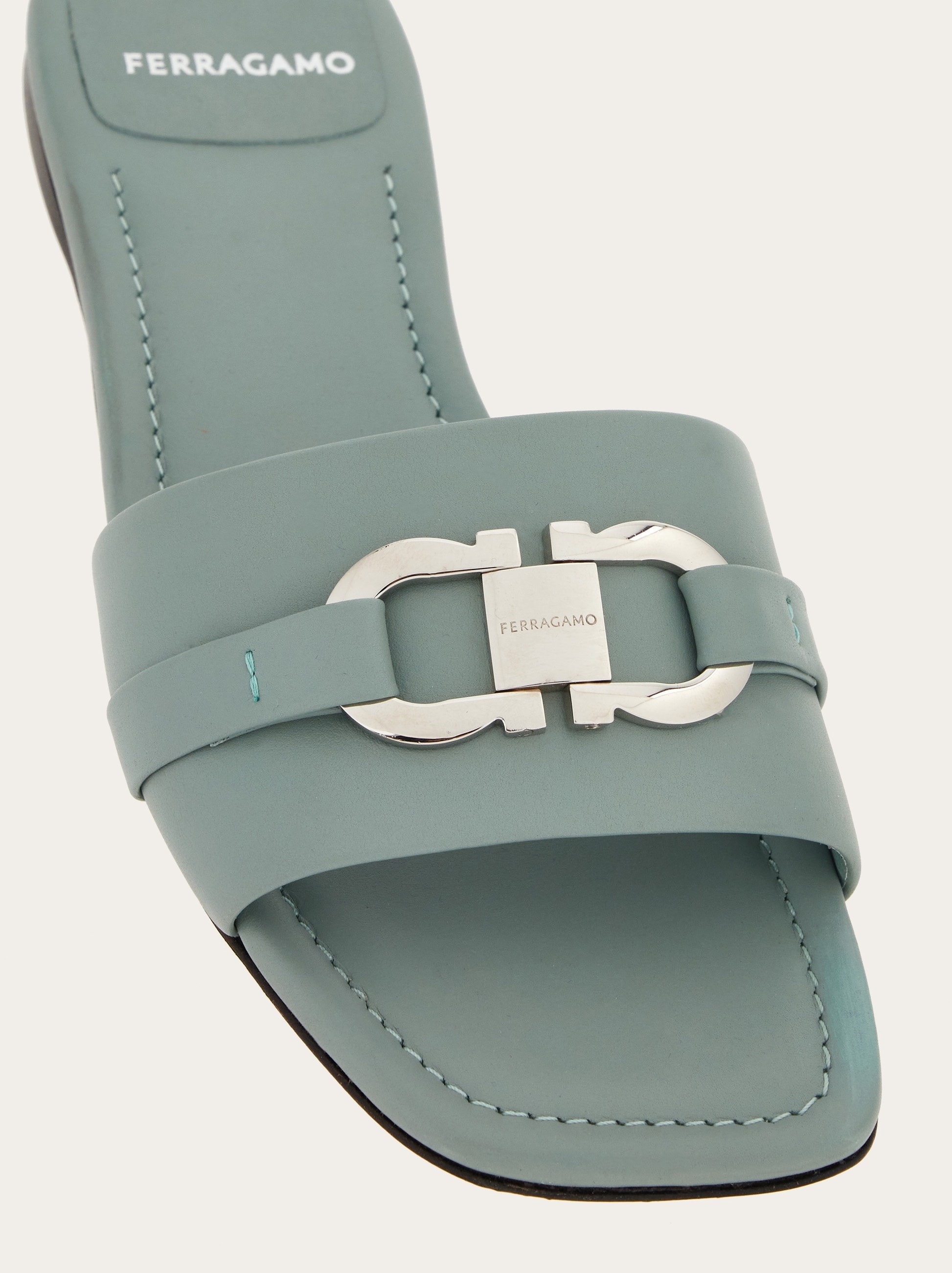FERRAGAMO Flat slide with Gancini ornament | ferragamo