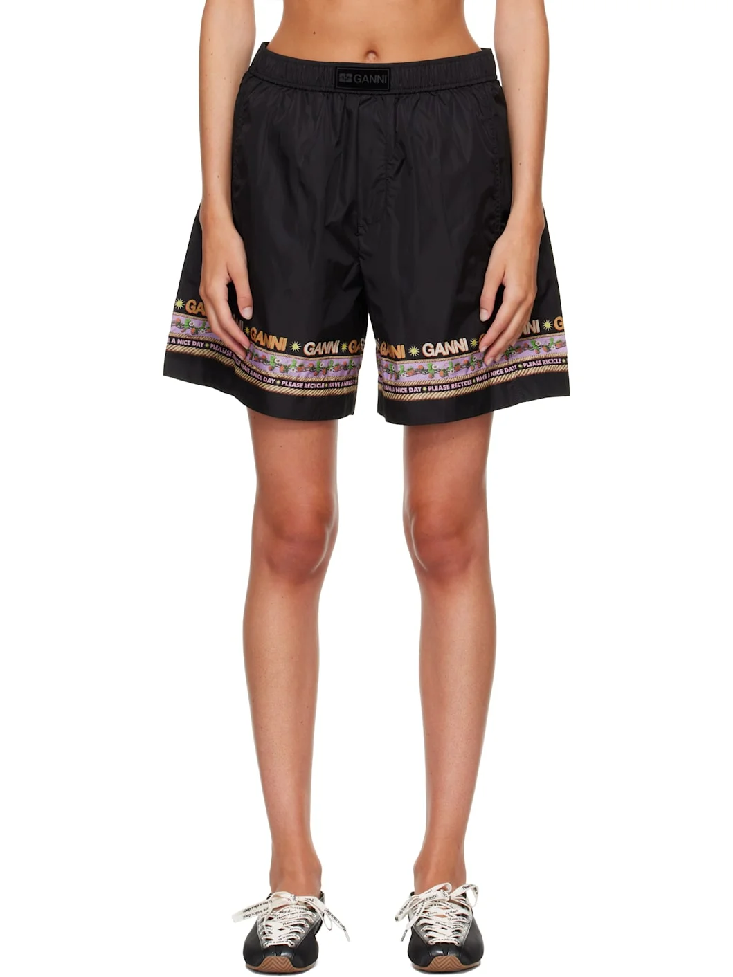 Black Printed Flyweight Nylon Boxer Shorts - 1