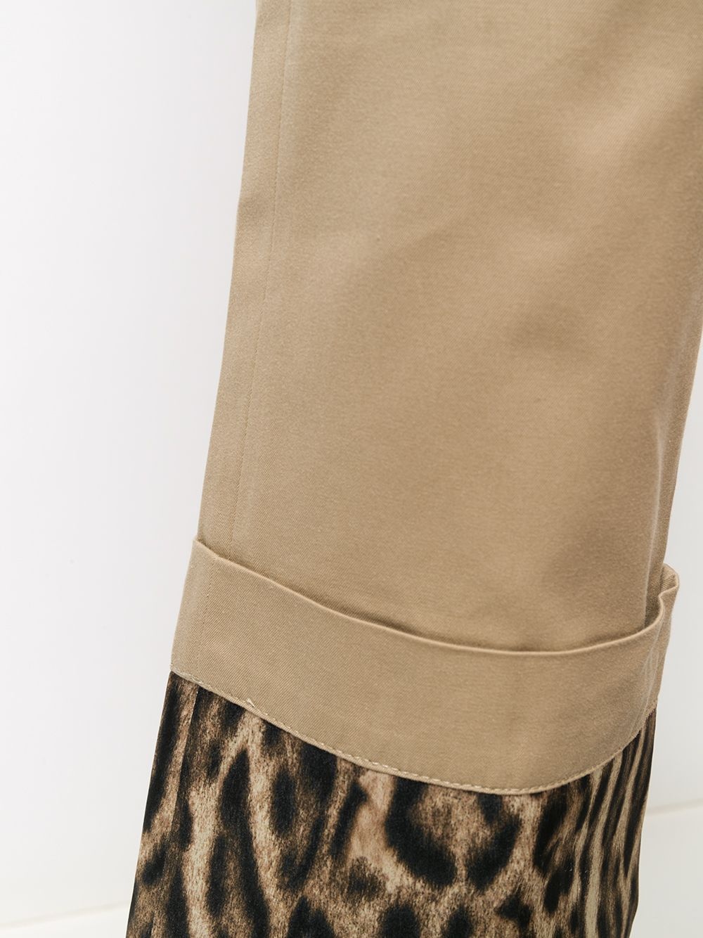 leopard print turn-up cuff trousers - 5