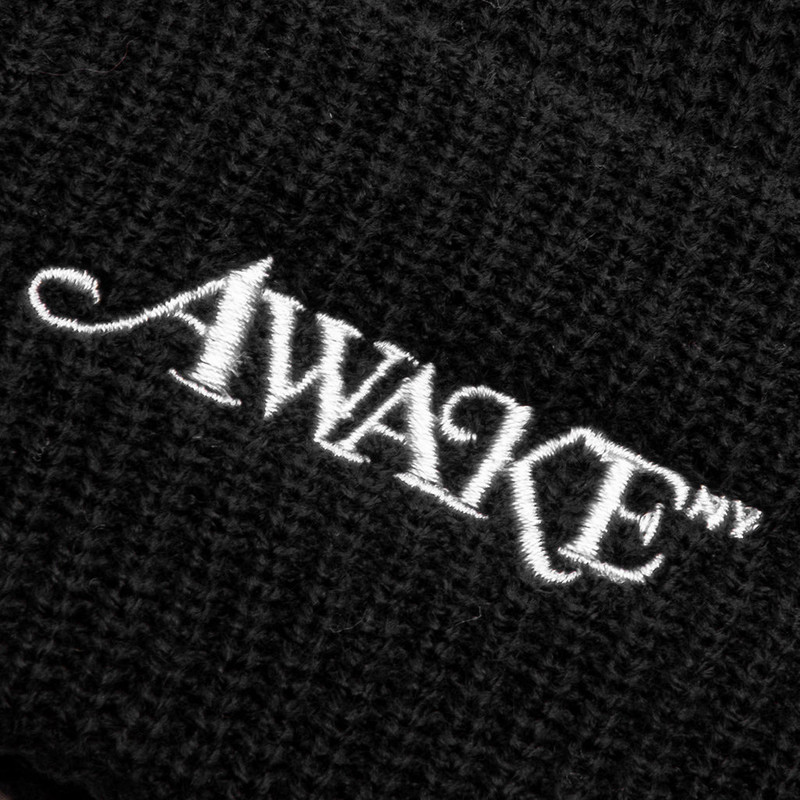 AWAKE NY LOOSE GAUGE KNIT BEANIE - BLACK outlook