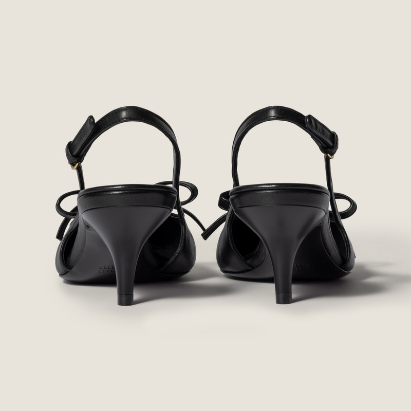Miu Miu Leather slingback pumps with bow outlook