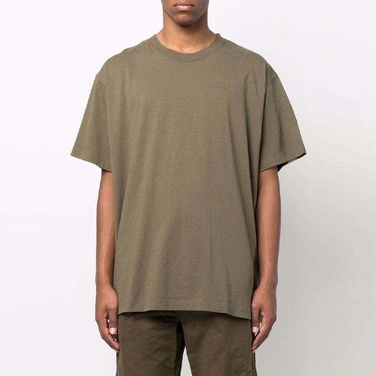 Off-White Diag Tab Solid Color Round Neck Short Sleeve Olive Green OMAA038S22JER0025656 - 2