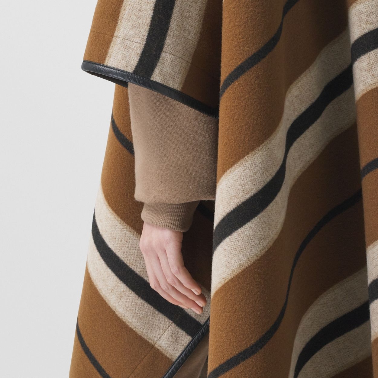 Stripe Wool Oversized Hooded Poncho – Online Exclusive - 5