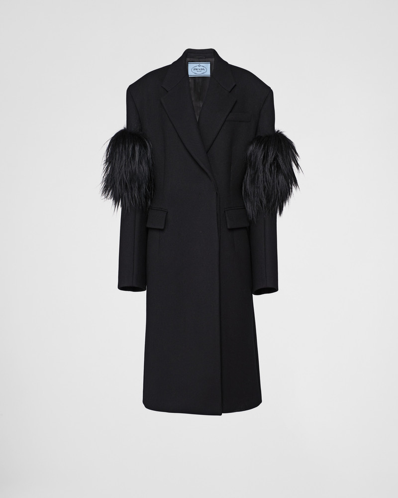 Double-breasted cloth and mohair coat 1