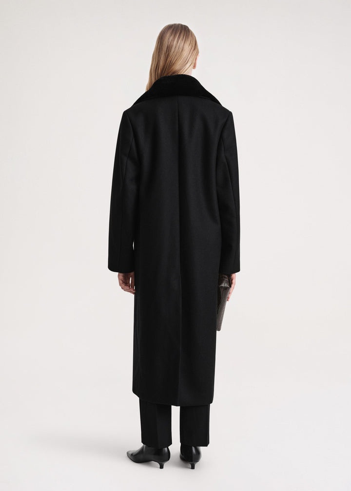 Shearling-collar coat black - 4