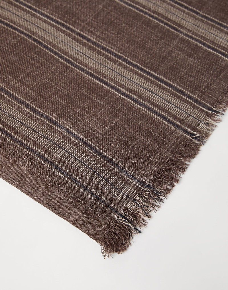 Brunello Cucinelli Silk and linen chevron scarf with stripes outlook