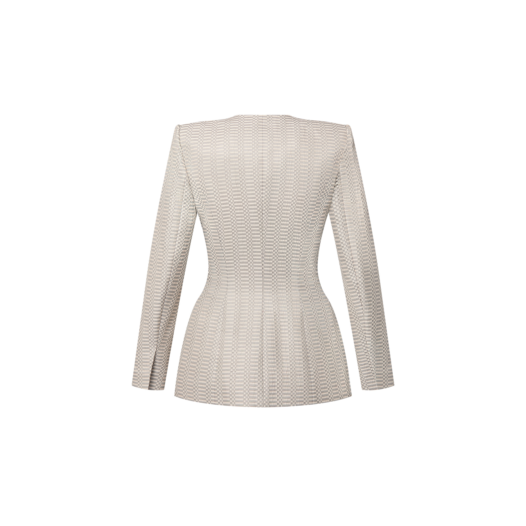 Asymmetrical Micro Damier Blazer - 2