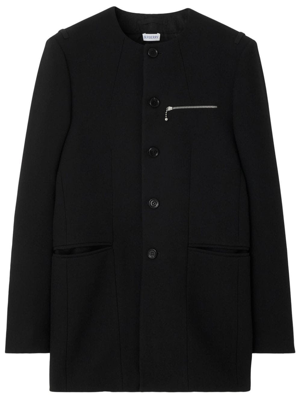 collarless tailored wool jacket - 1
