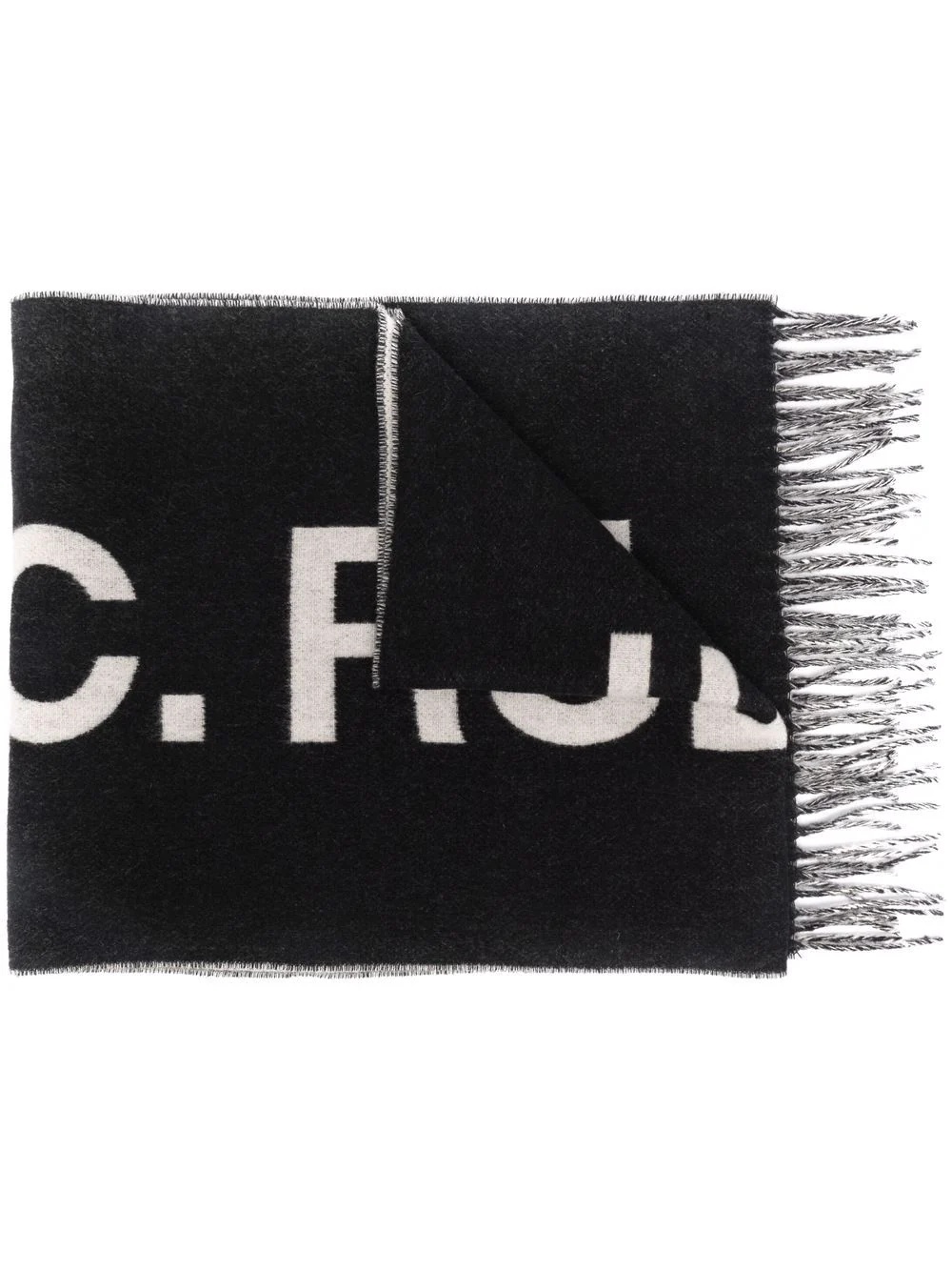 intarsia logo fringed scarf - 1