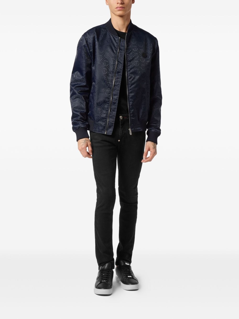monogram-pattern bomber jacket - 2