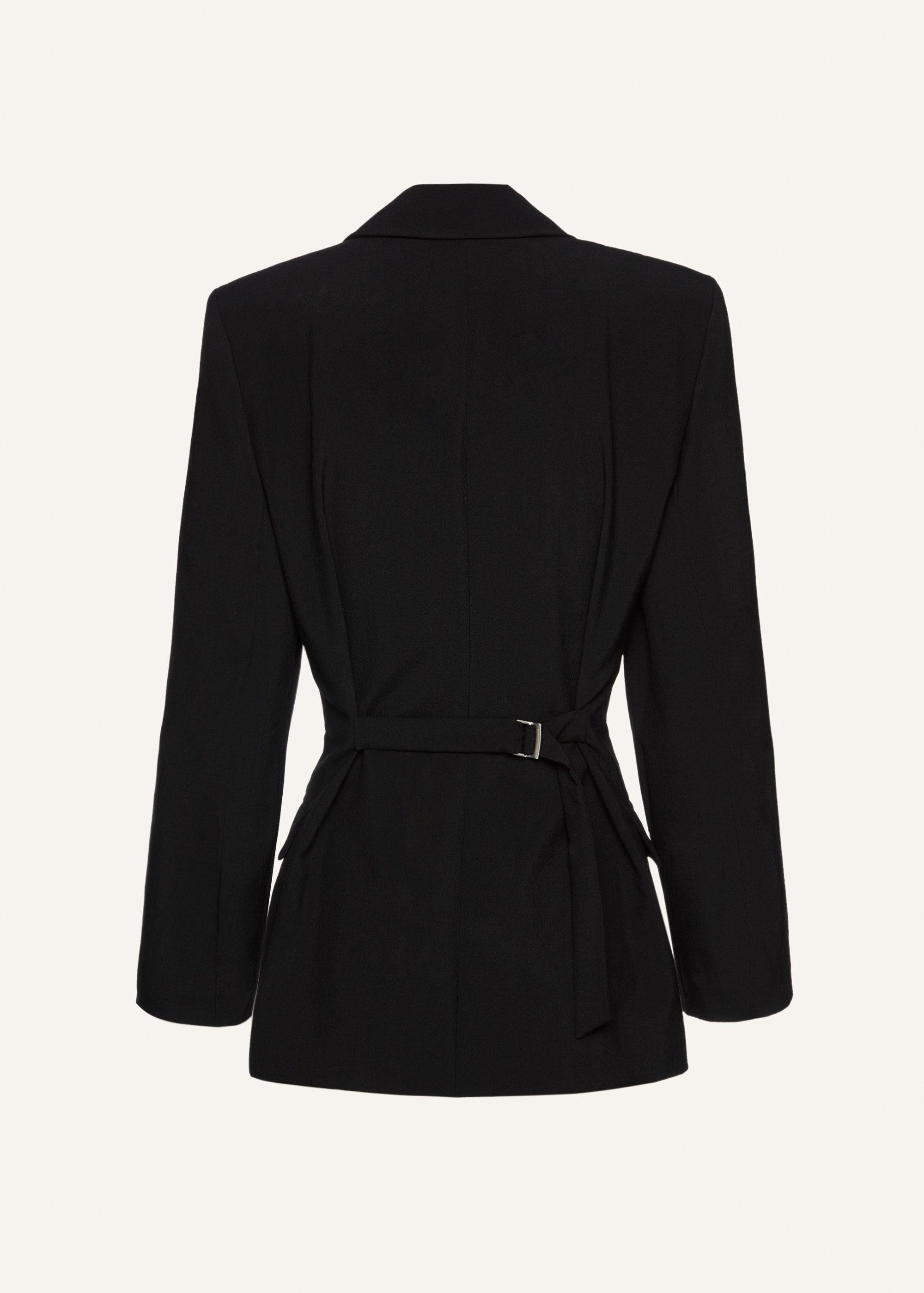 Wool hourglass blazer in black - 2