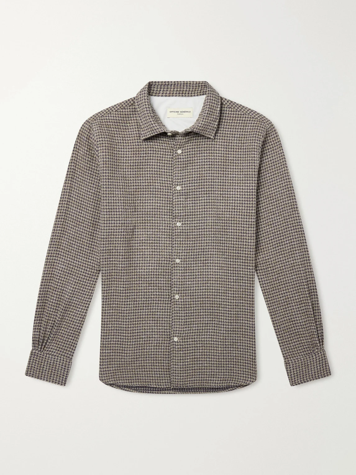 Giacomo Houndstooth Cotton-Flannel Shirt - 1
