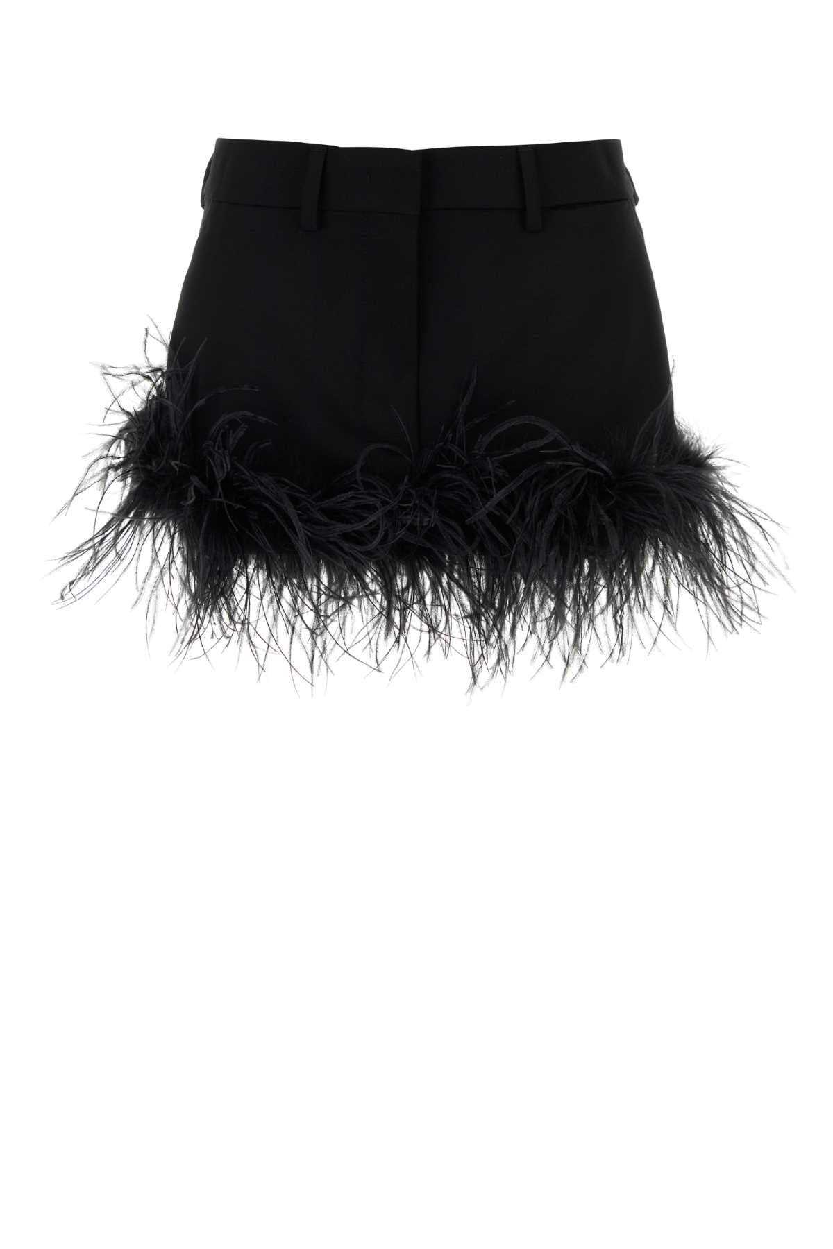 Miu Miu Women Black Stretch Wool Mini Skirt - 1