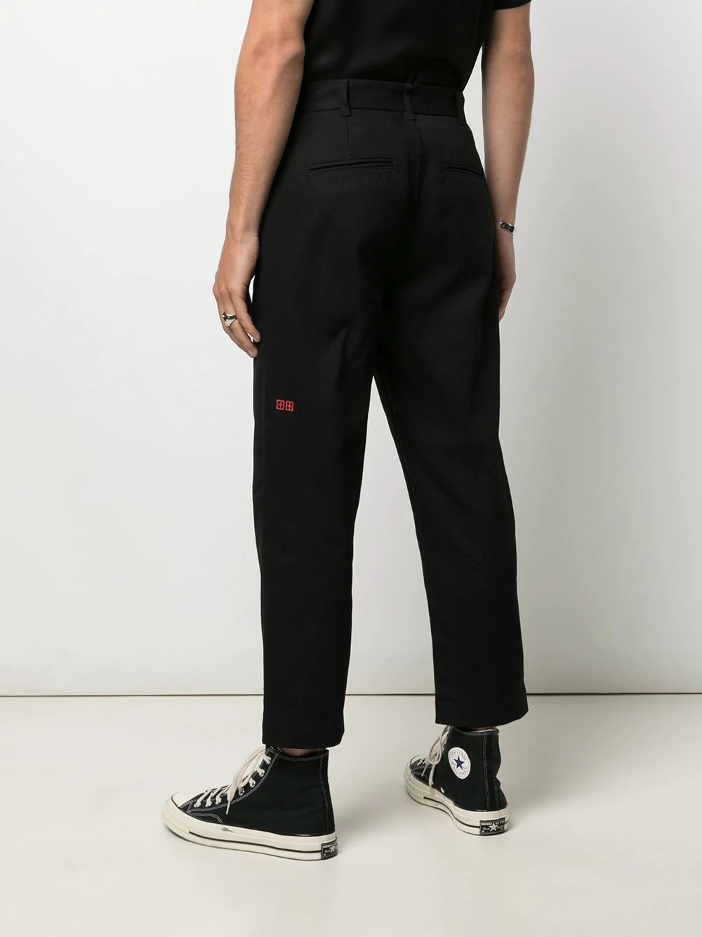 cropped straight-leg cotton trousers - 4