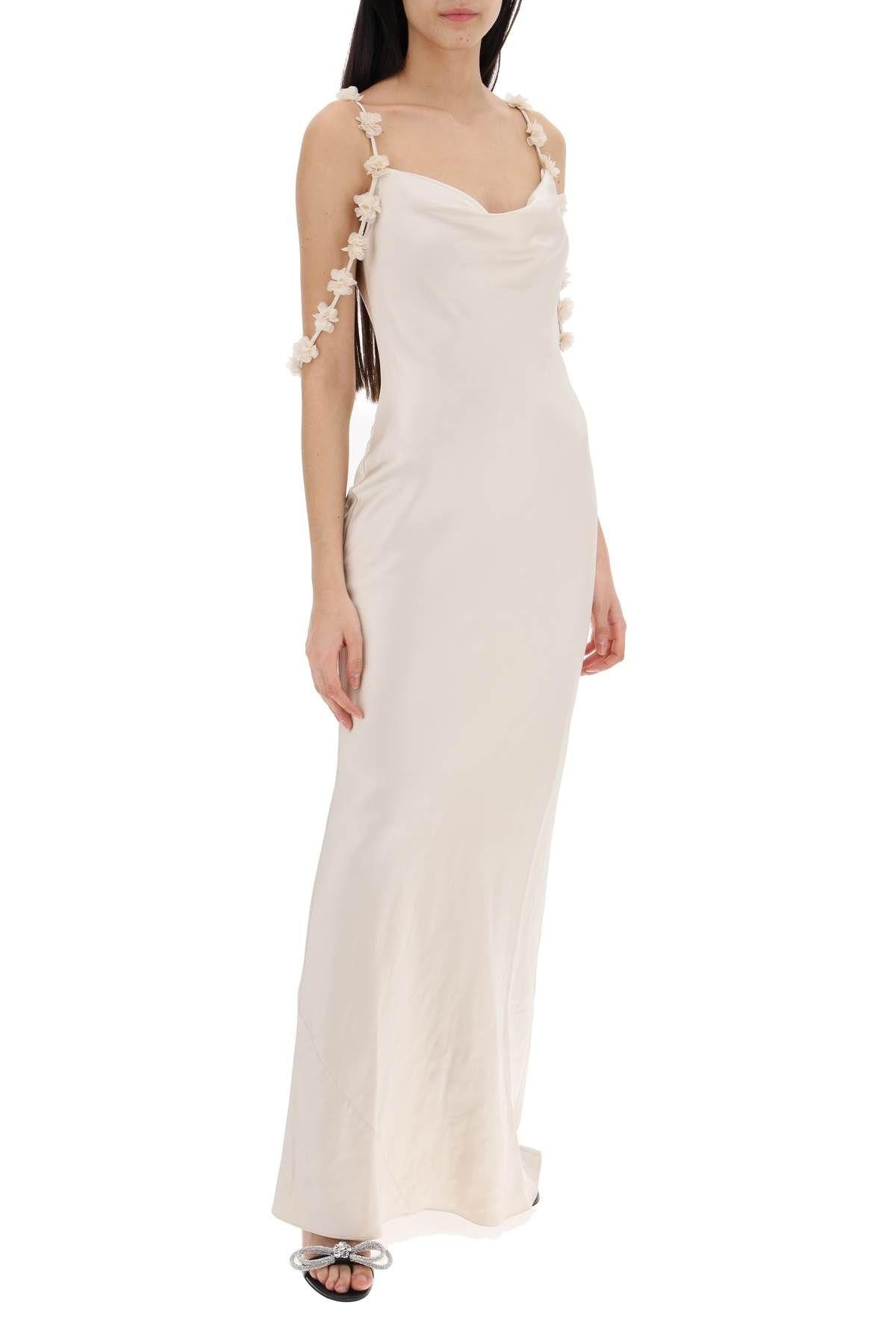 champagne satin flower maxi dress self-portrait Champagne Satin Flower Maxi Dress - SS24-273X-C