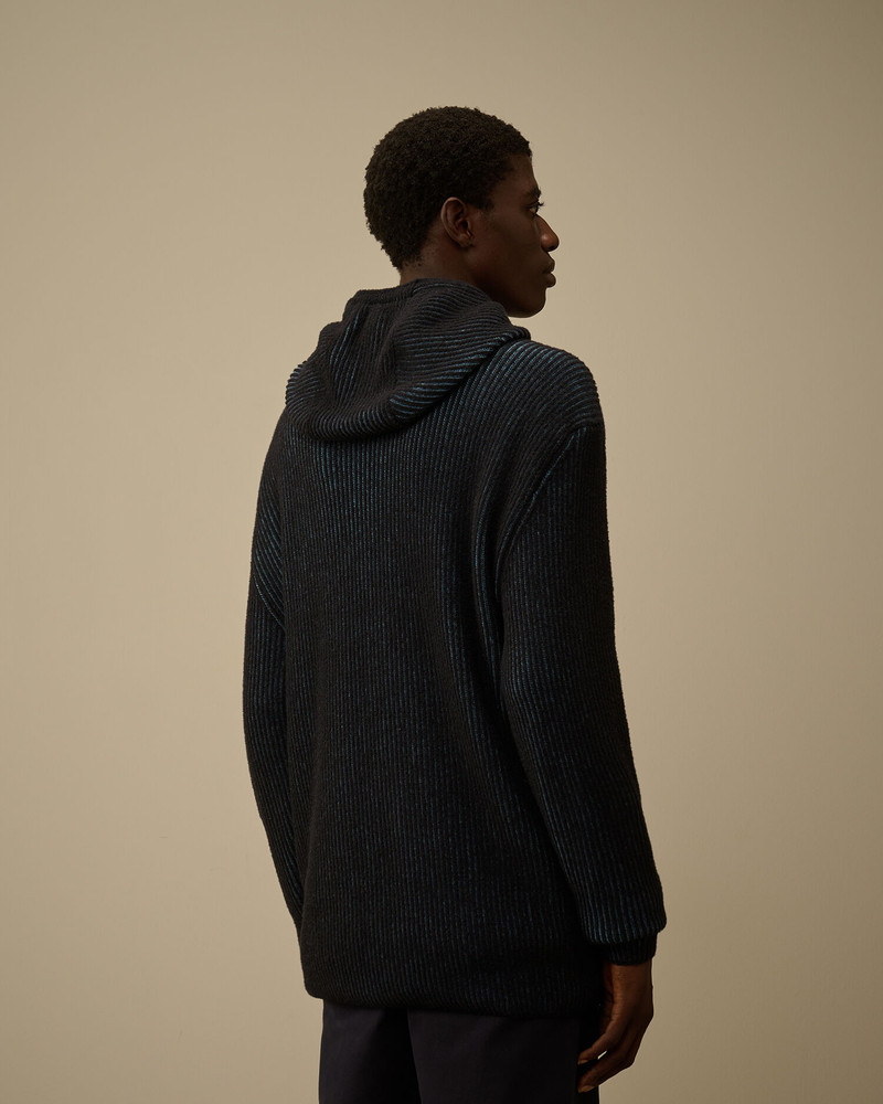 Fleece Knit Hooded Full Zip Sweater 4