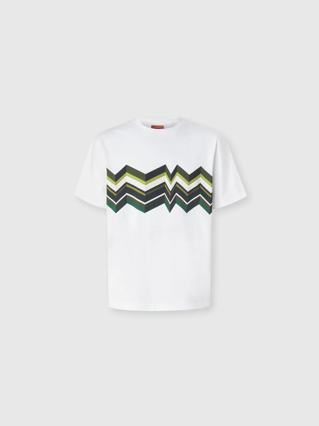 Crew-neck cotton T-shirt with irregular zigzag print - 1