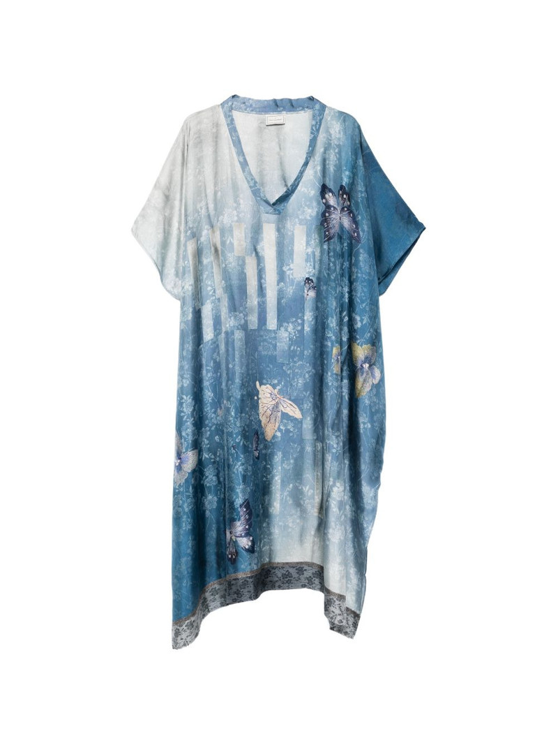 V-neck butterfly-print tunic dress 1