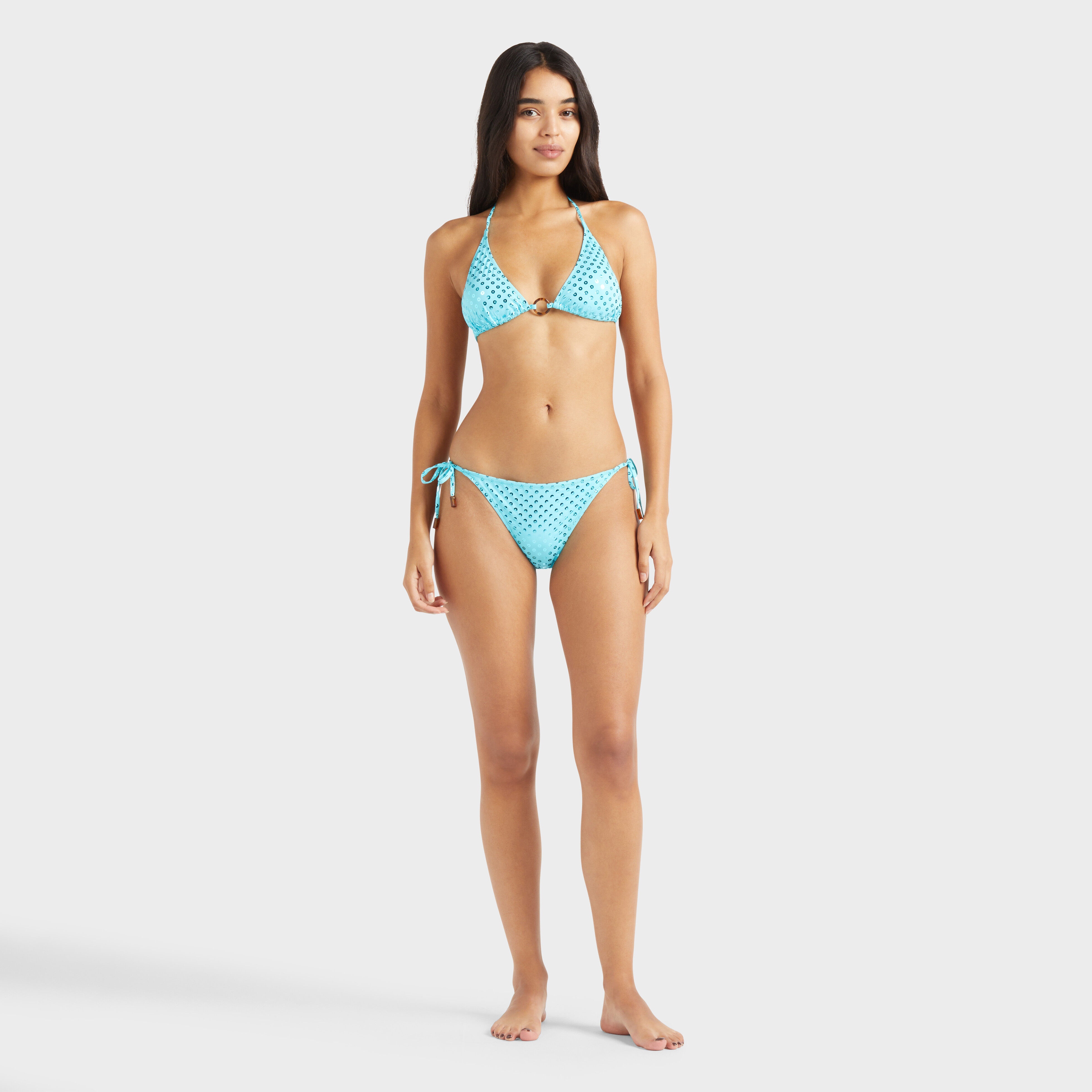 Women Triangle Bikini Top Relief Sparkling - 2