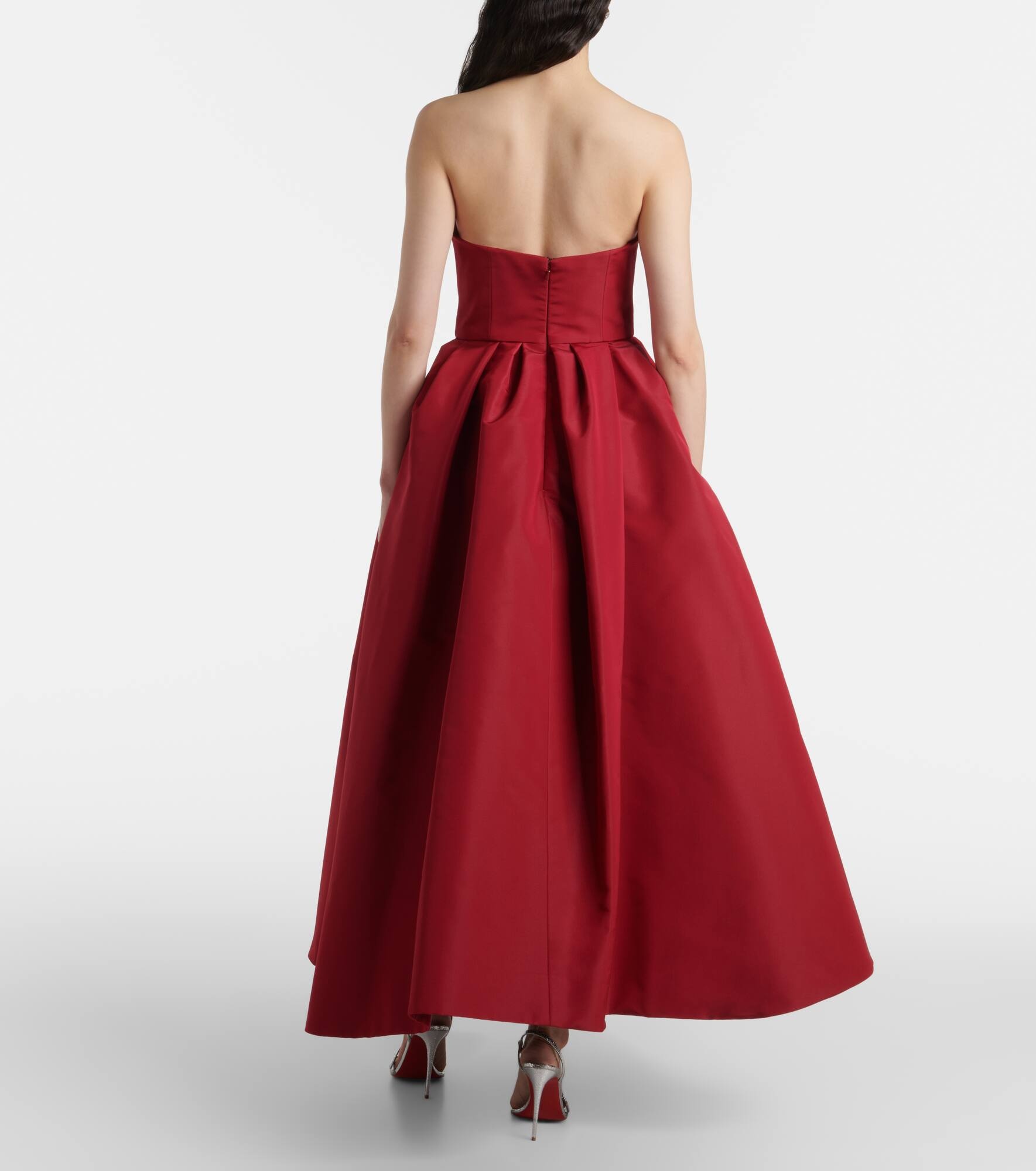 Strapless belted silk cocktail dress - 3
