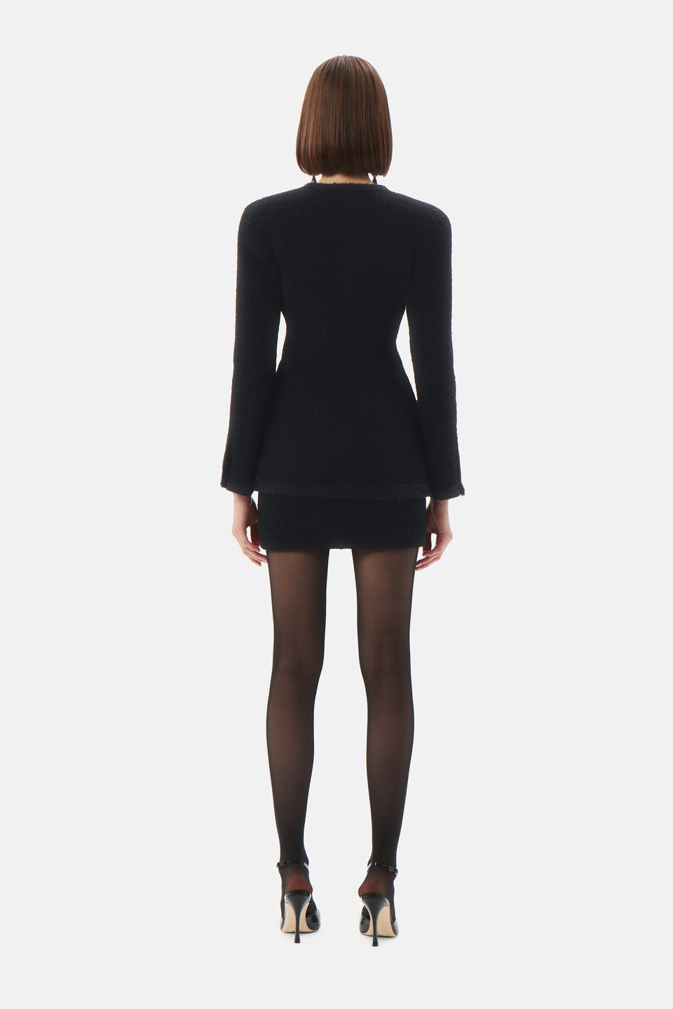 CHECKED TWEED BOUCLE DOUBLE BREASTED JACKET - 5
