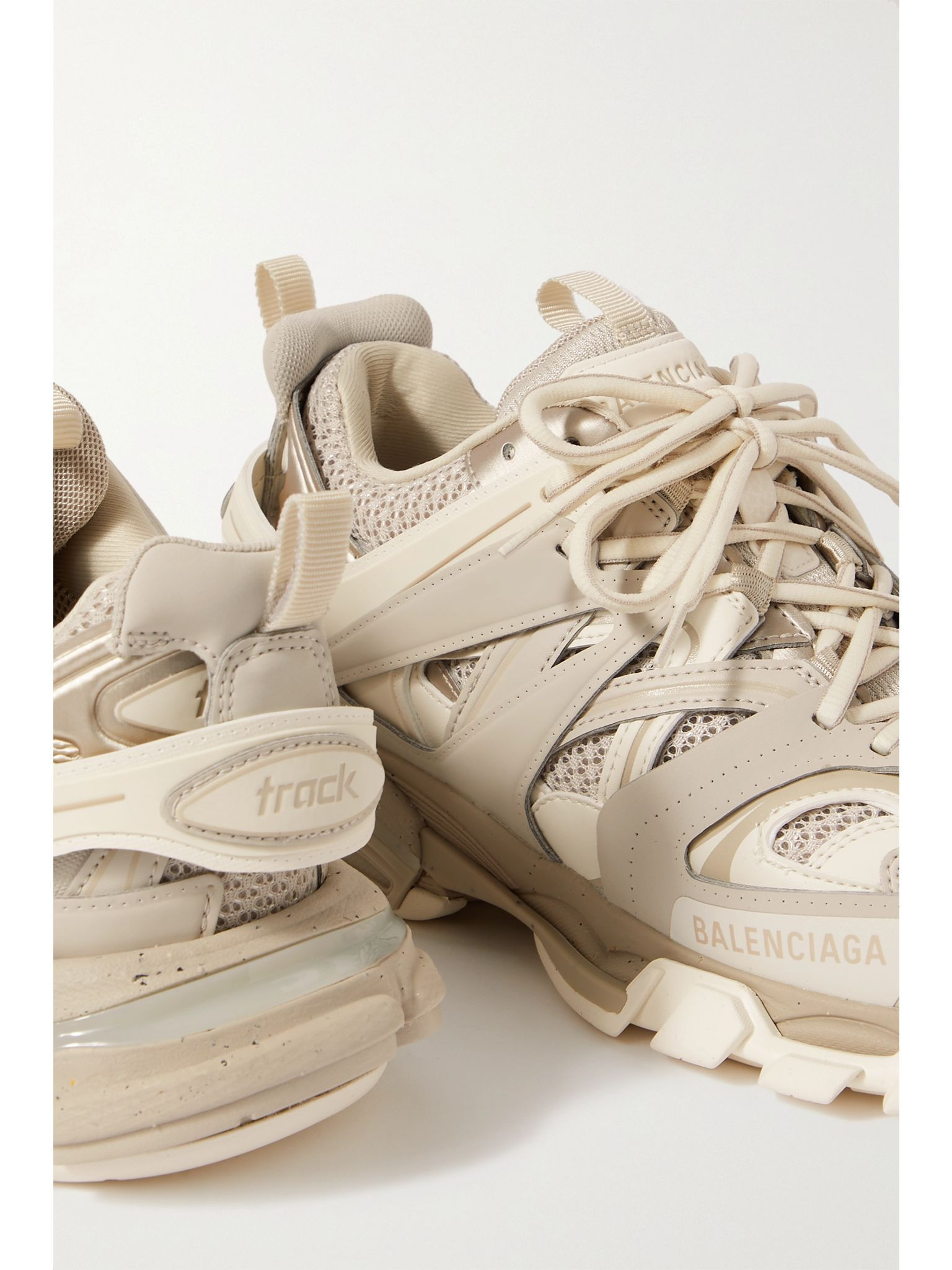 Track logo-detailed recycled mesh and rubber sneakers Beige - 4