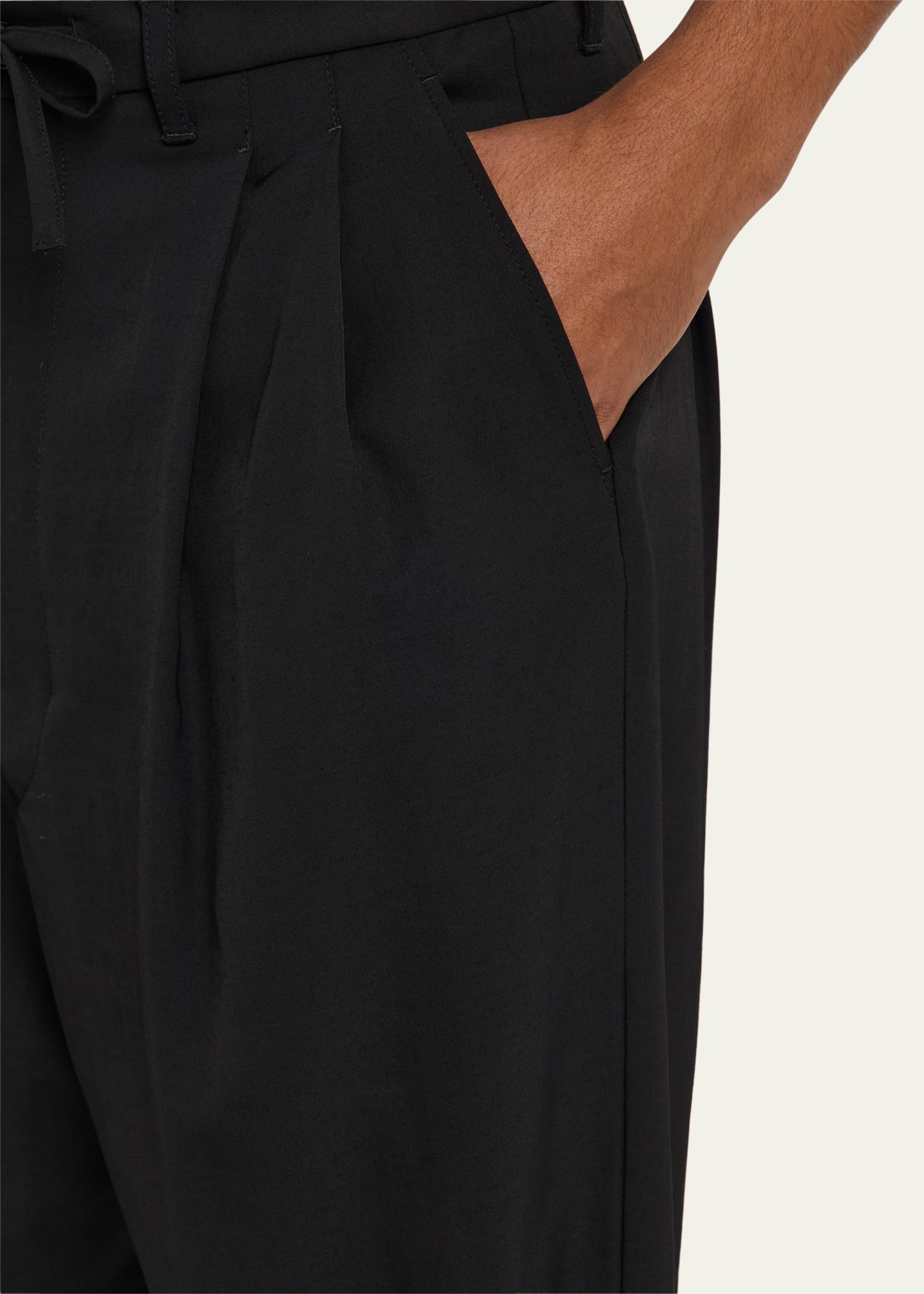 Men's Drawstring Pleated Pants - 5