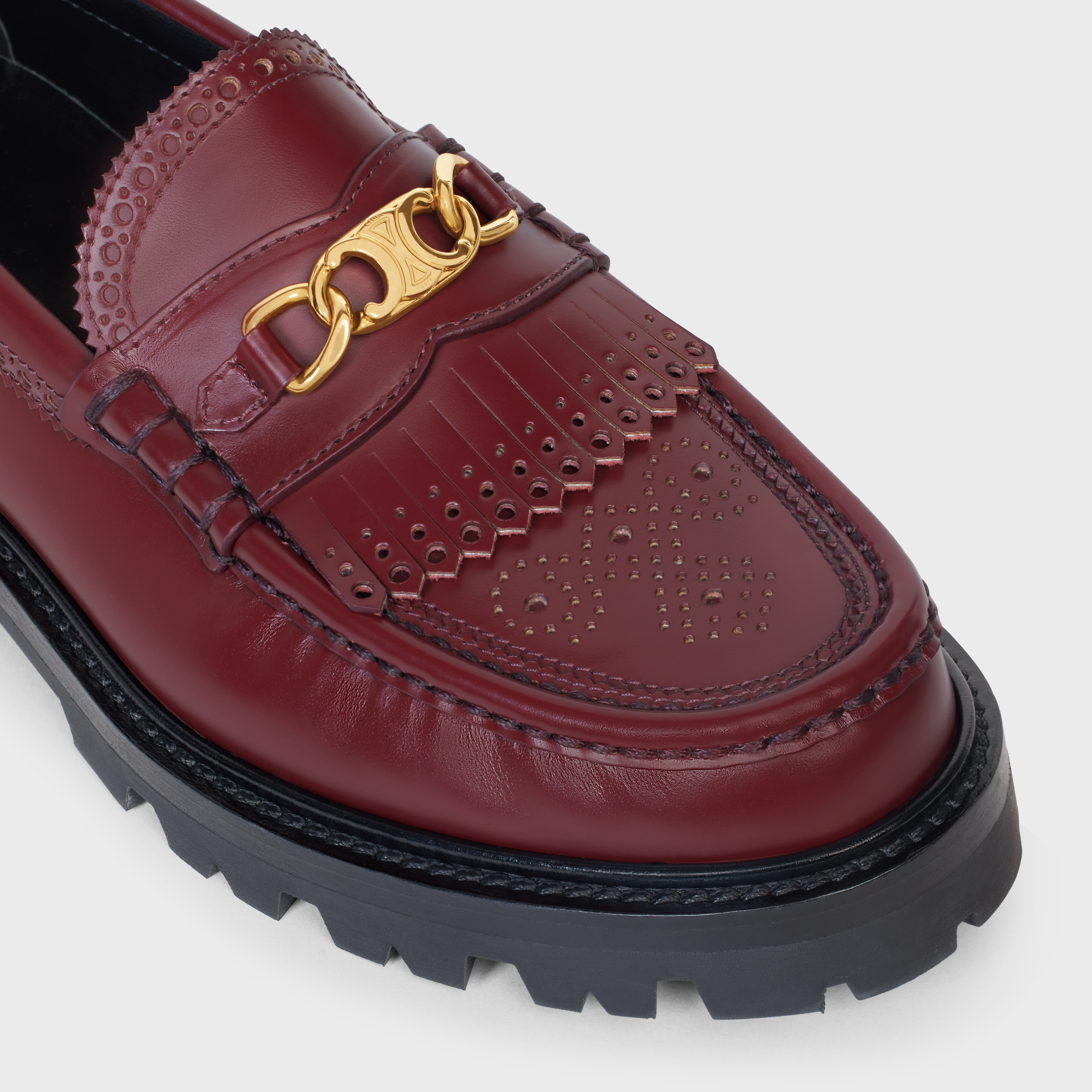 CELINE MARGARET LOAFER WITH TRIOMPHE CHAIN AND BROGUE DETAILS in POLISHED BULL - 4