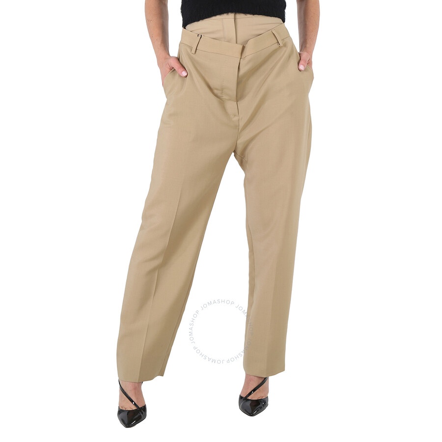 Burberry Runway Ladies Beige Trousers With Double Waist - 3