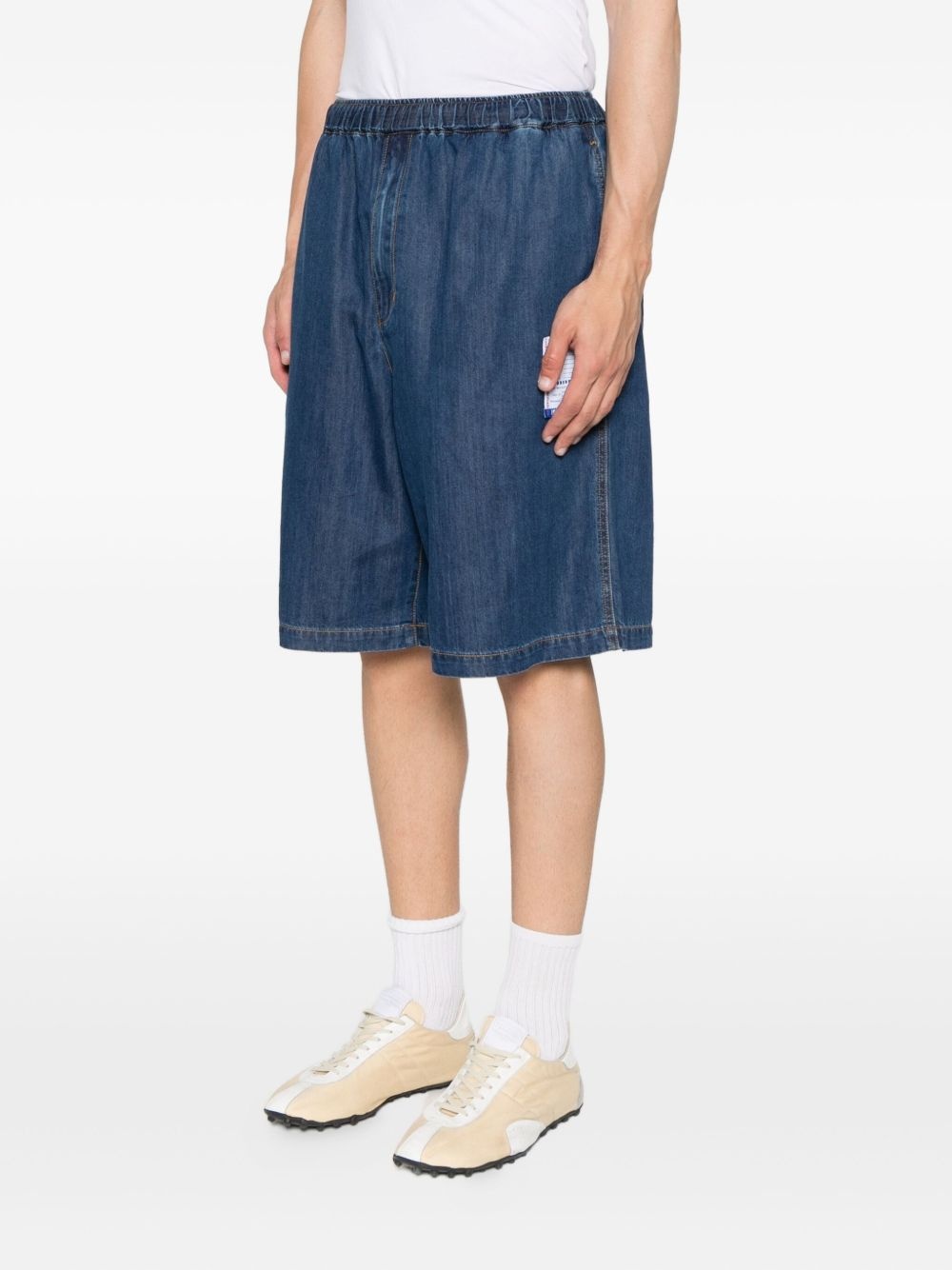 elasticate-waist patch-pocket shorts - 3