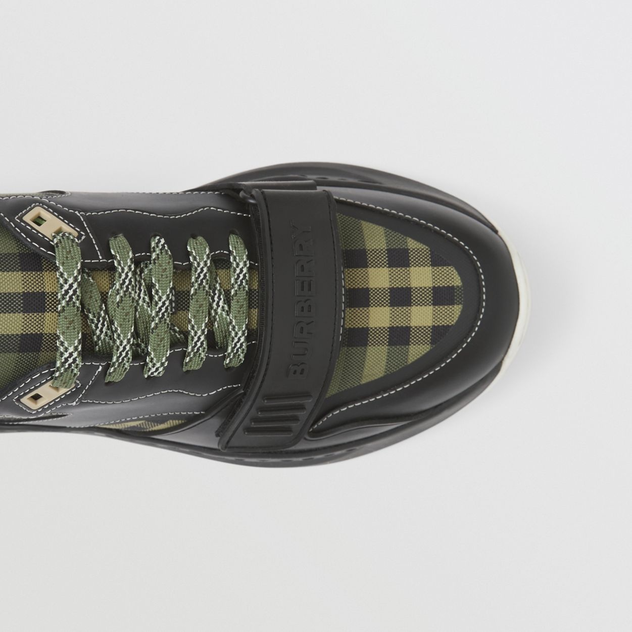 Check Cotton Canvas and Leather Sneakers - 3