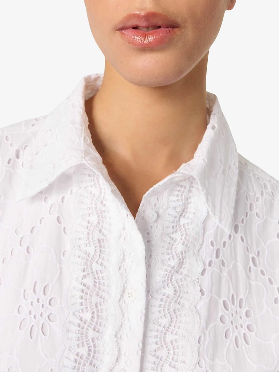 Broderie-Anglaise Ruffled-Hem Cotton Mini Dress - 5