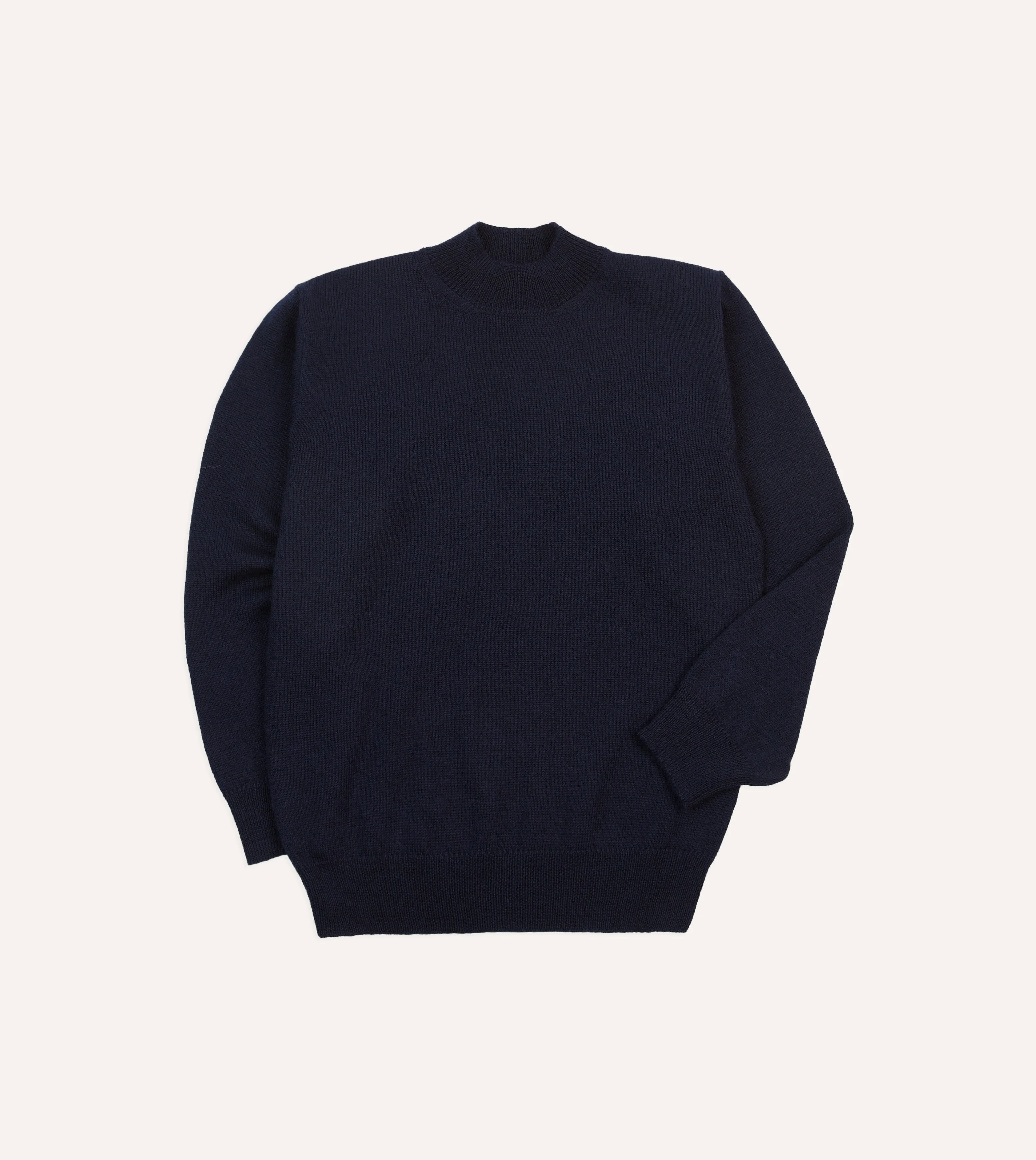Navy Wool Mock Neck Jumper - 1