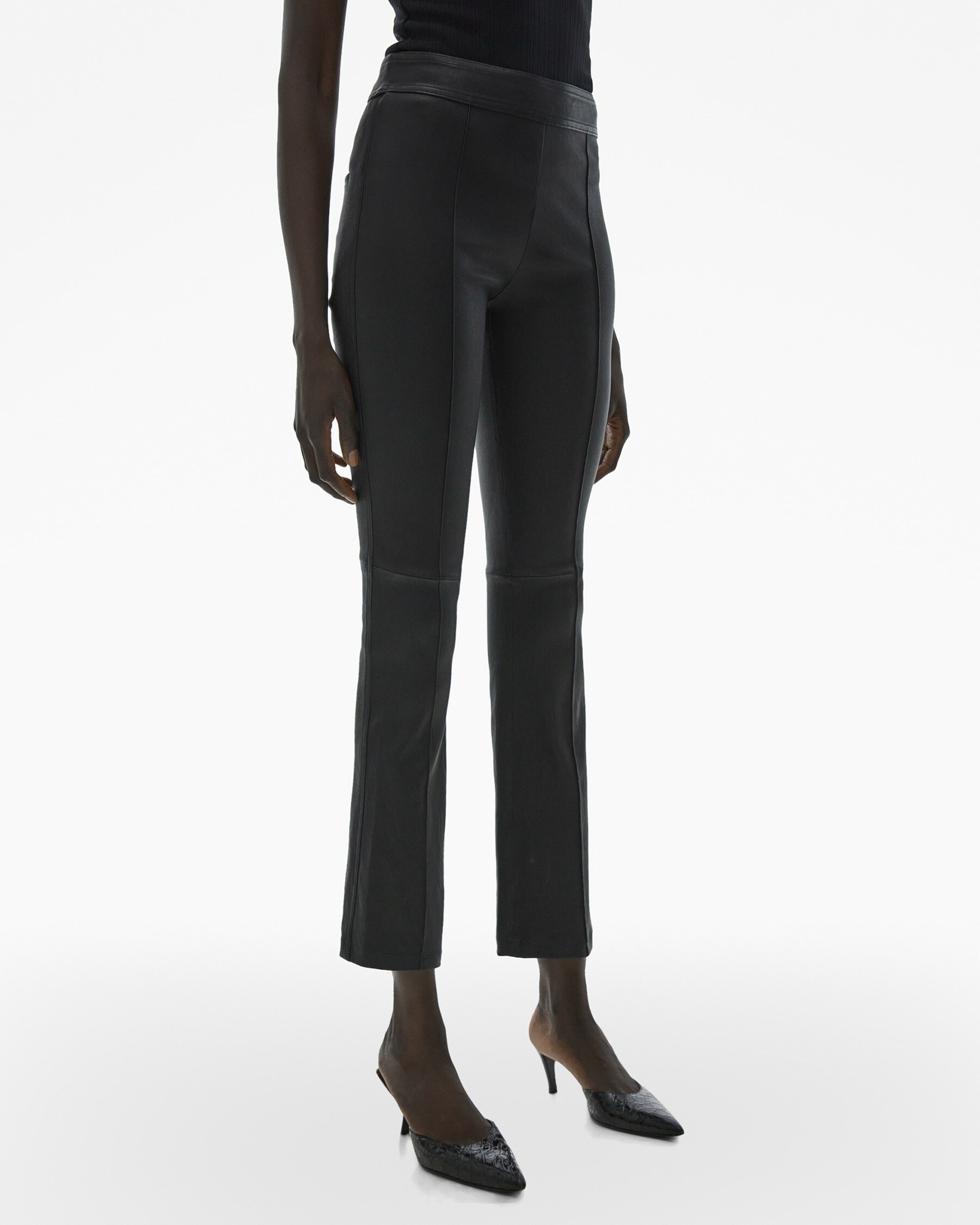 CROPPED FLARE LEATHER PANT - 5