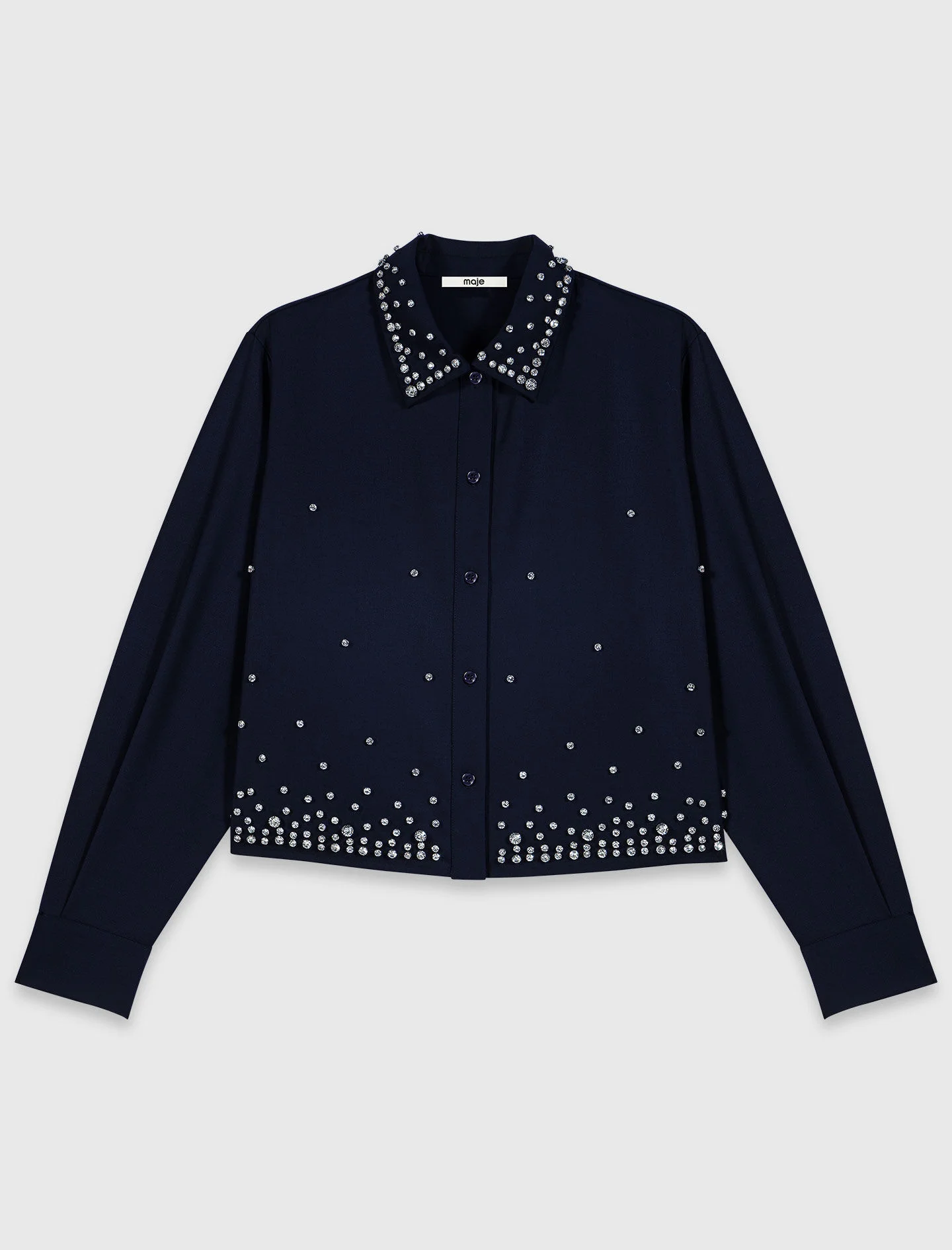 Short rhinestone embroidered shirt - 1