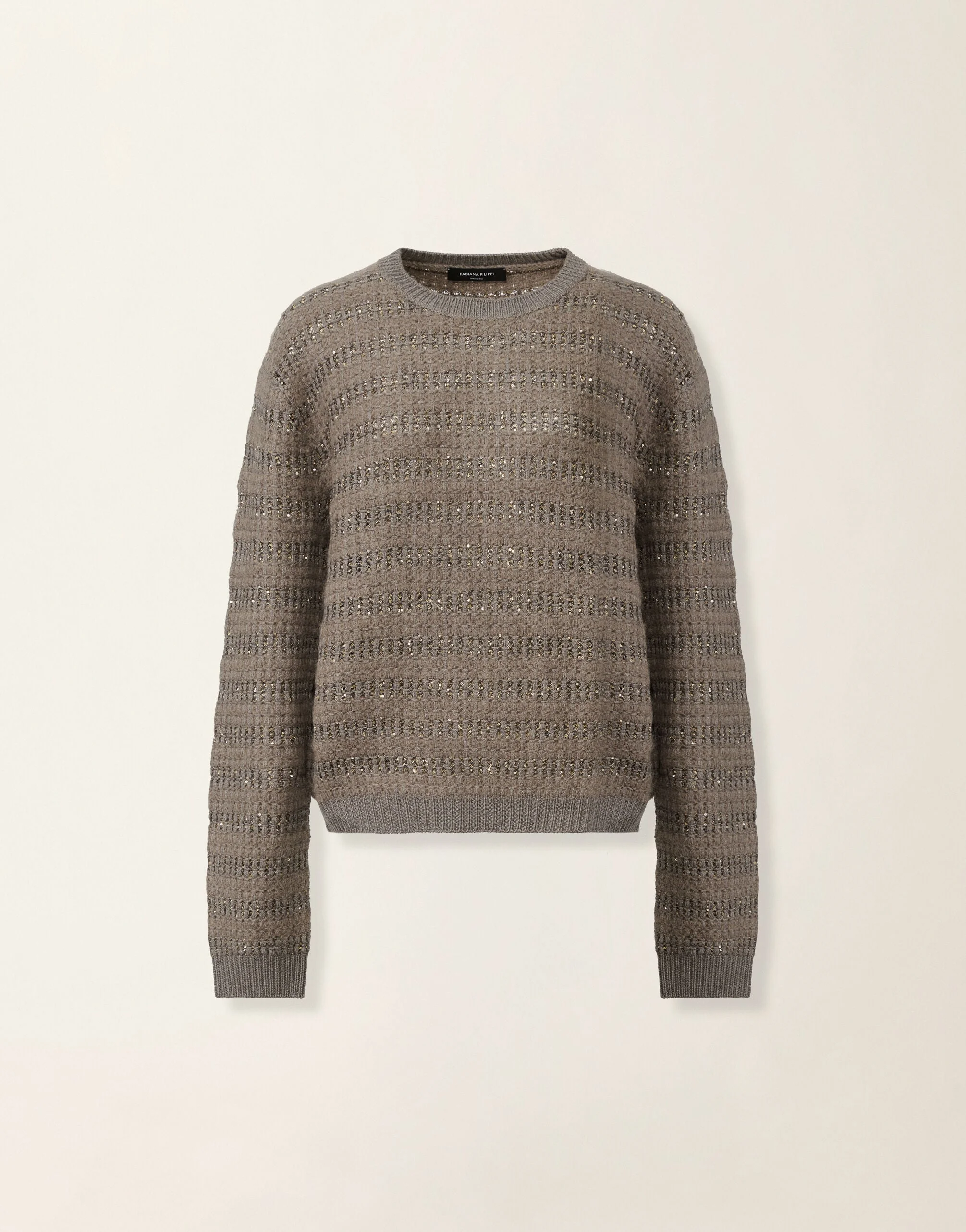 Platinum and mohair sweater with sequin stripes - 1