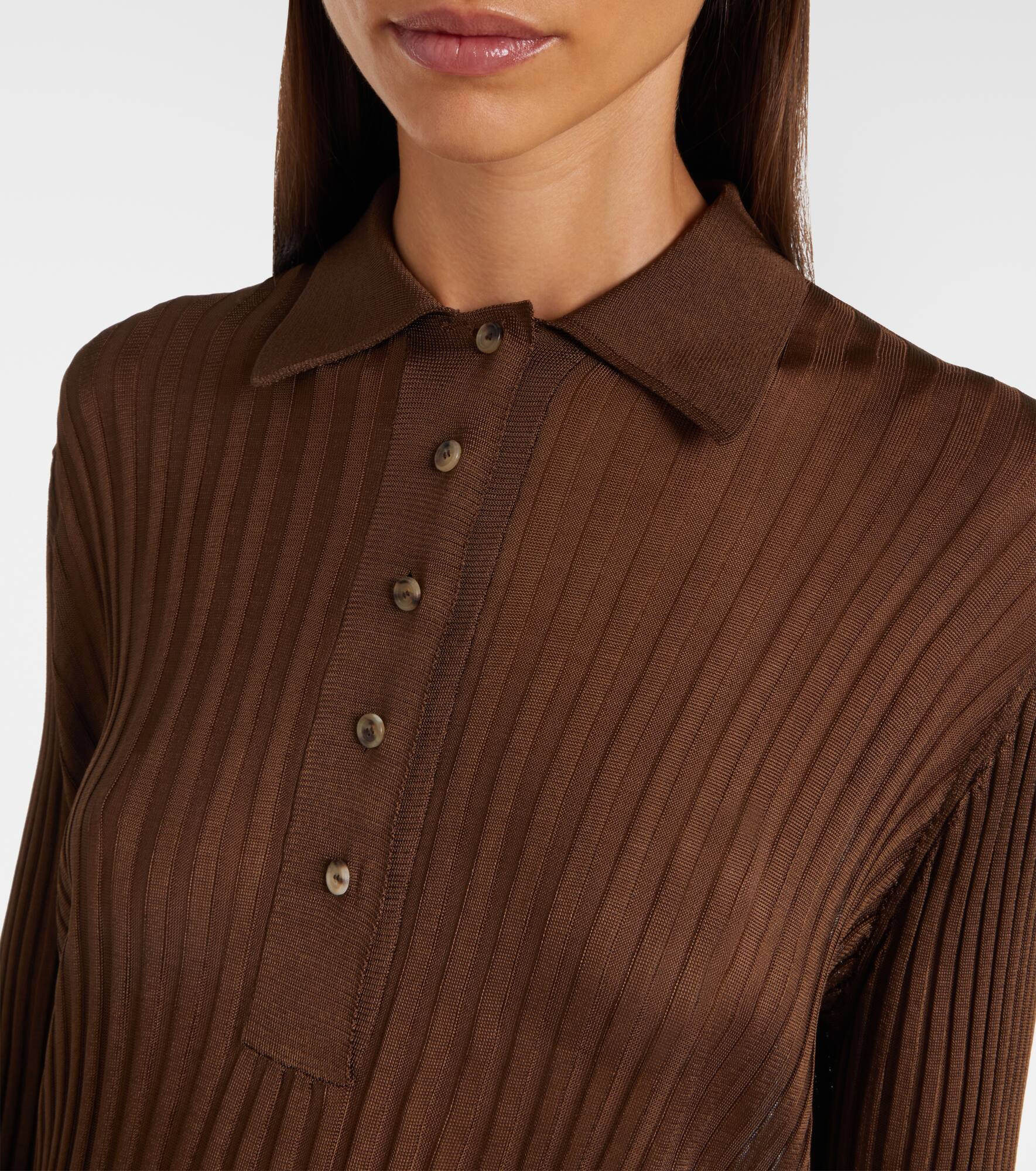 Vin ribbed-knit sheer polo shirt - 4