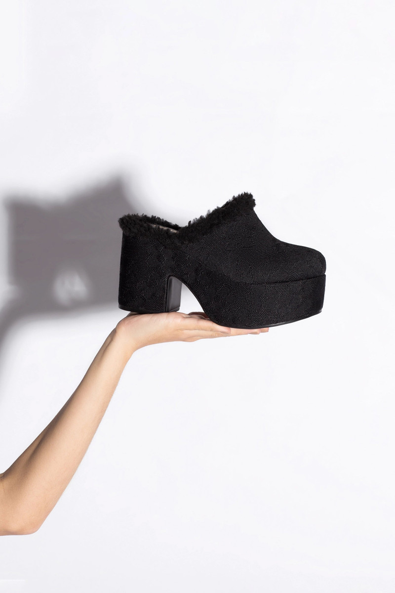 Miso Platform Clog In Black Knit 6