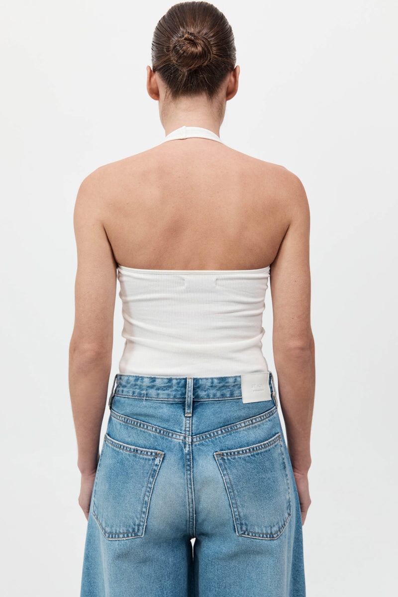 Rib Halter Top - White - 6