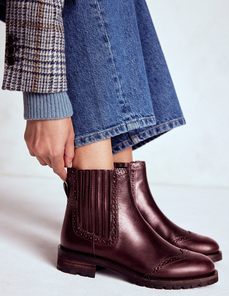Brogue Detail Chelsea Boots-Oxblood 3
