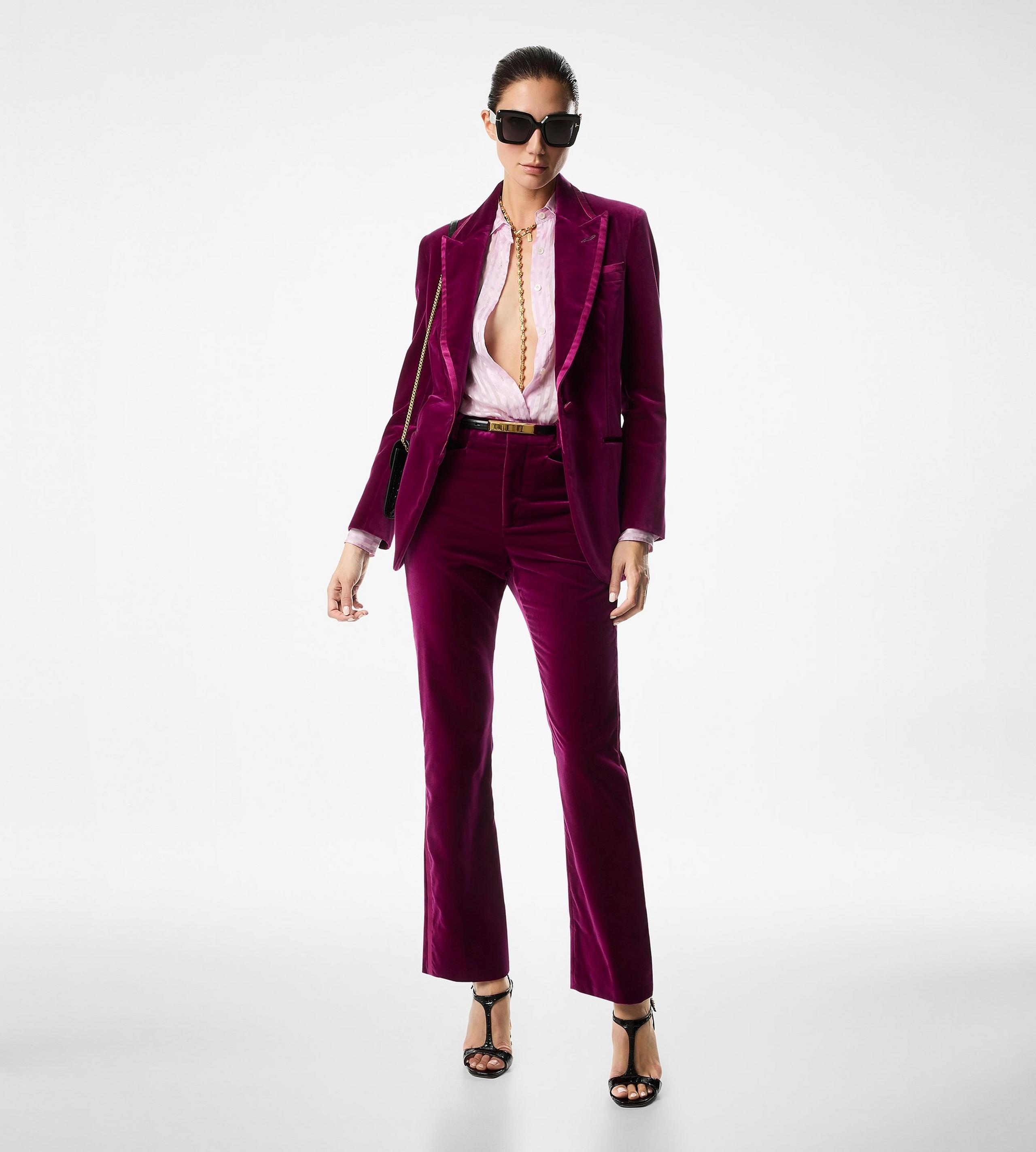 COTTON VELVET "WALLIS" SINGLE BREASTED TUXEDO JACKET - 3