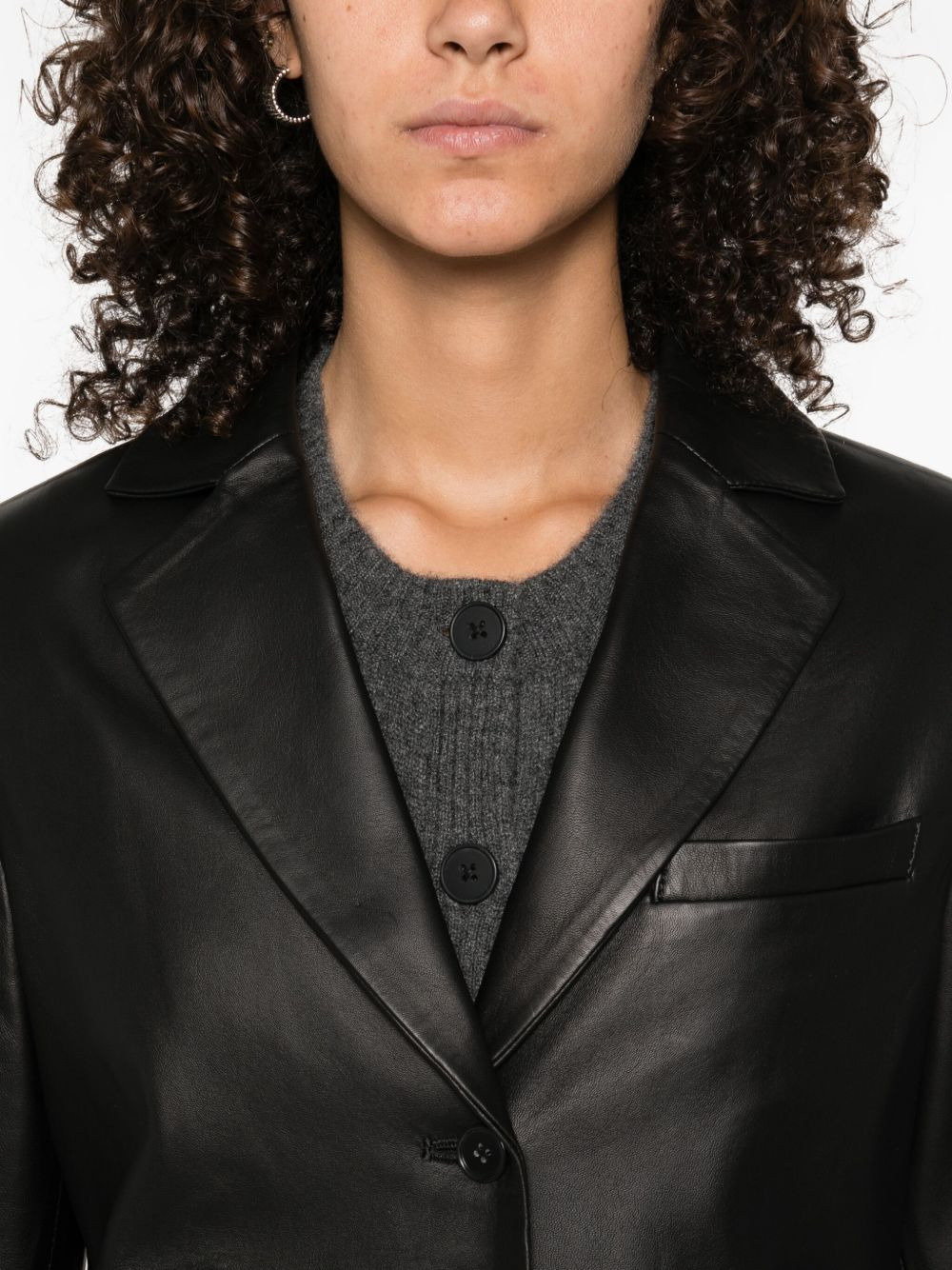 Aldo notched-lapel leather jacket - 5