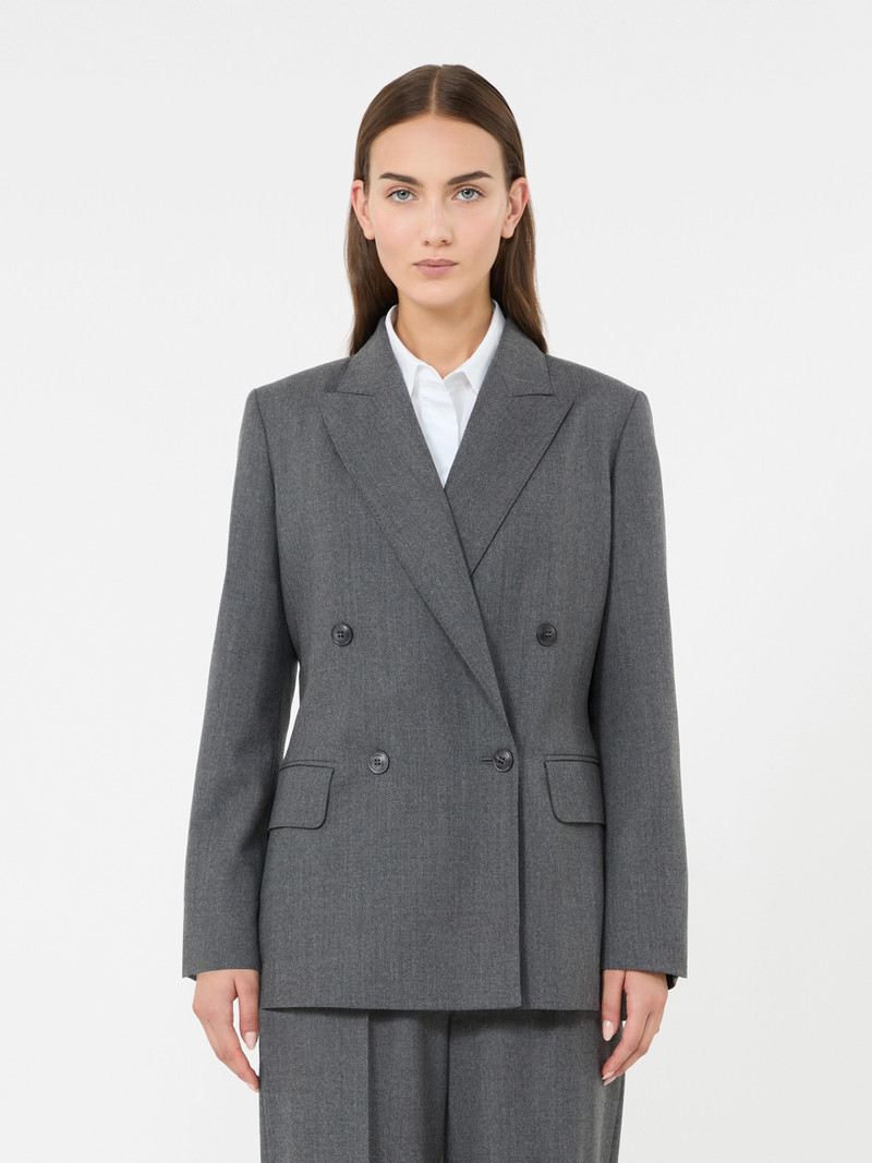 SCENICO Double-breasted wool flannel blazer - MEDIUM GREY 3
