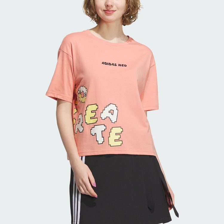 (WMNS) adidas Neo Graphic Short Sleeve T-Shirt 'Pink' IK5152 - 2