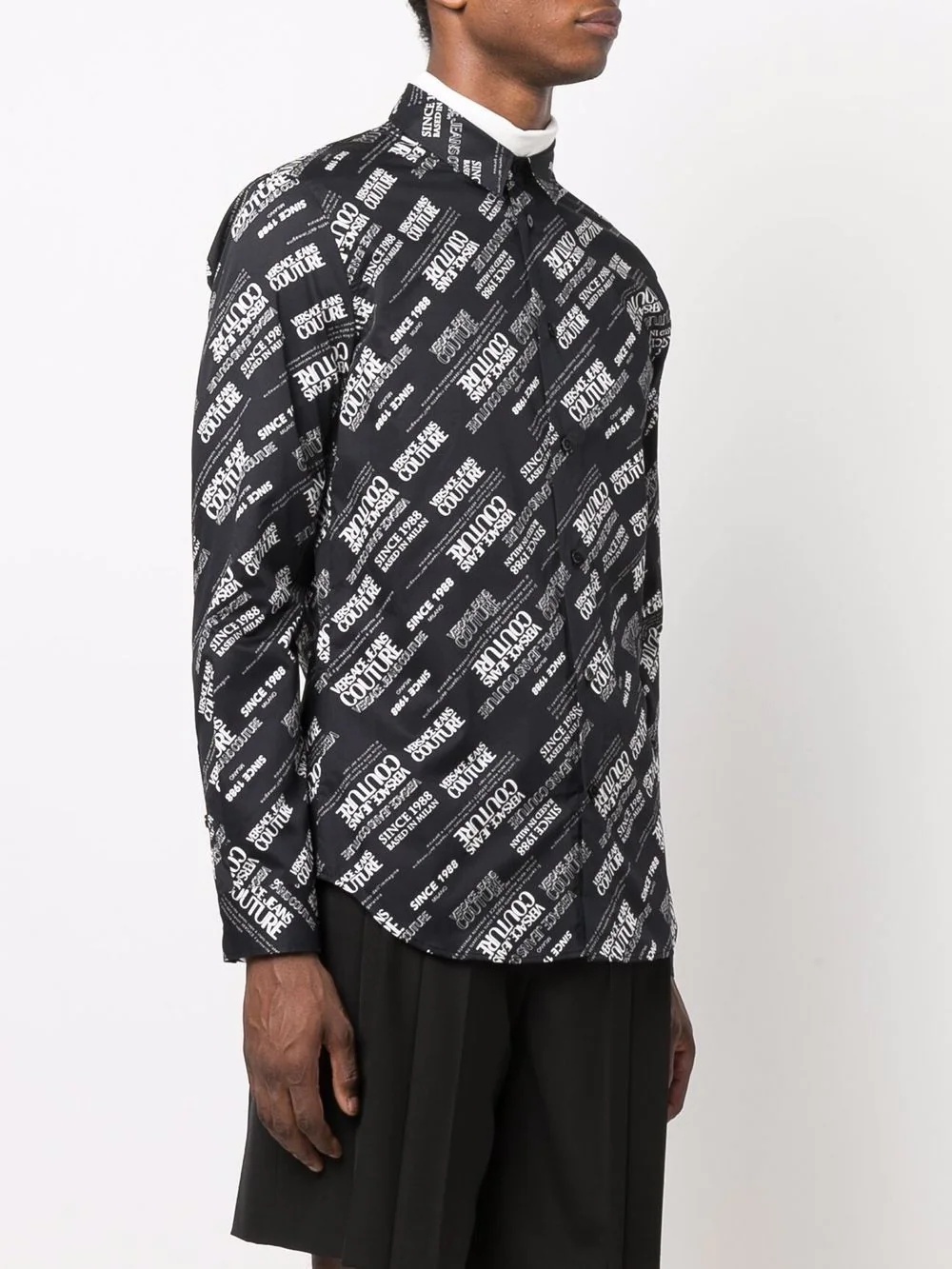 diagonal logo-print long-sleeve shirt - 3